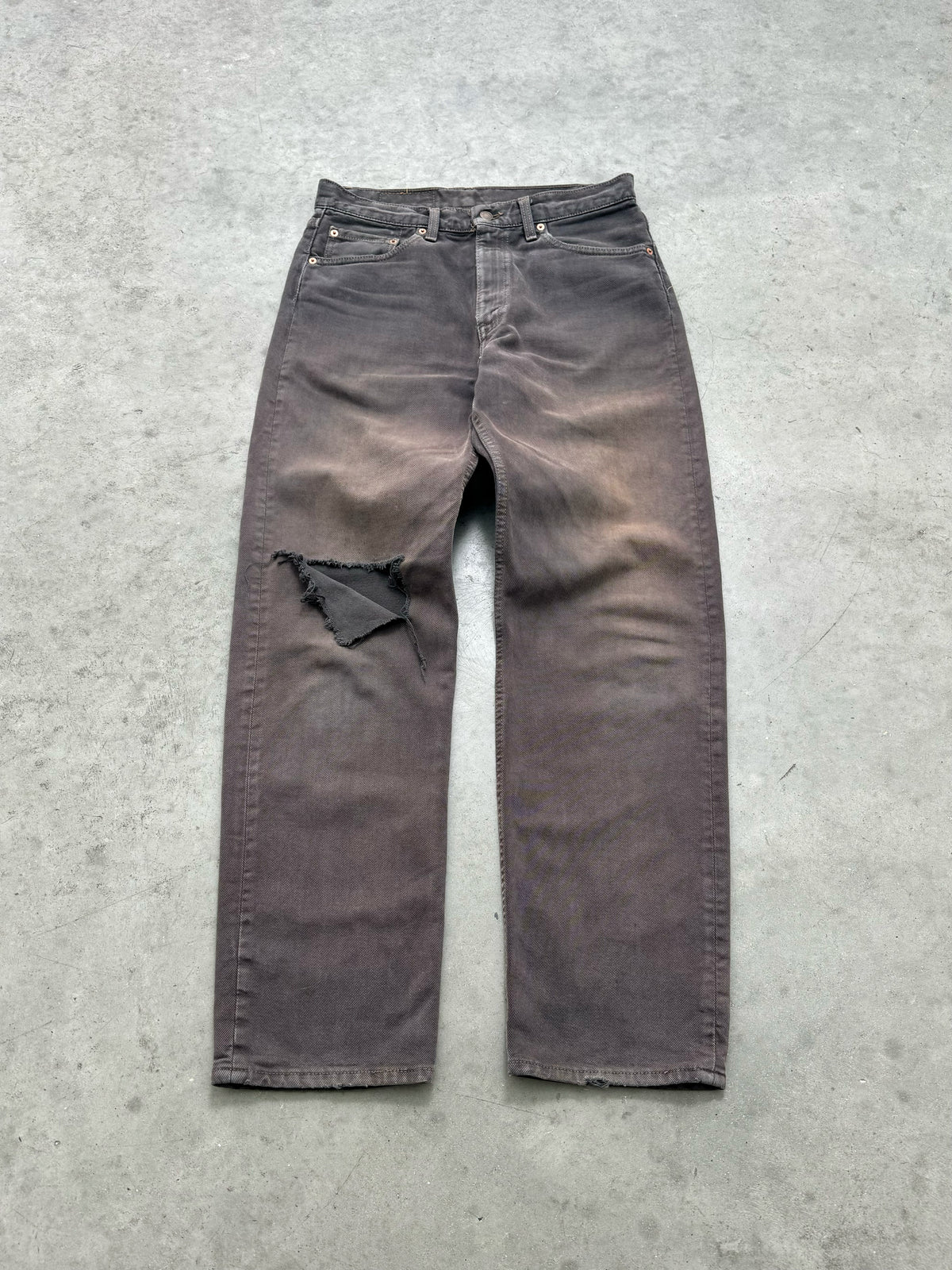 SUN FADED CHARCOAL MADE IN USA LEVIS 555 JEANS - 1990S