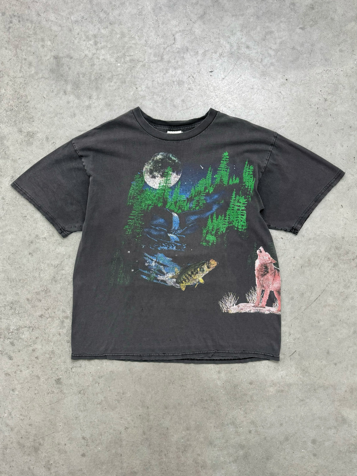 FADED BLACK & DISTRESSED NATURE TEE - 1990S