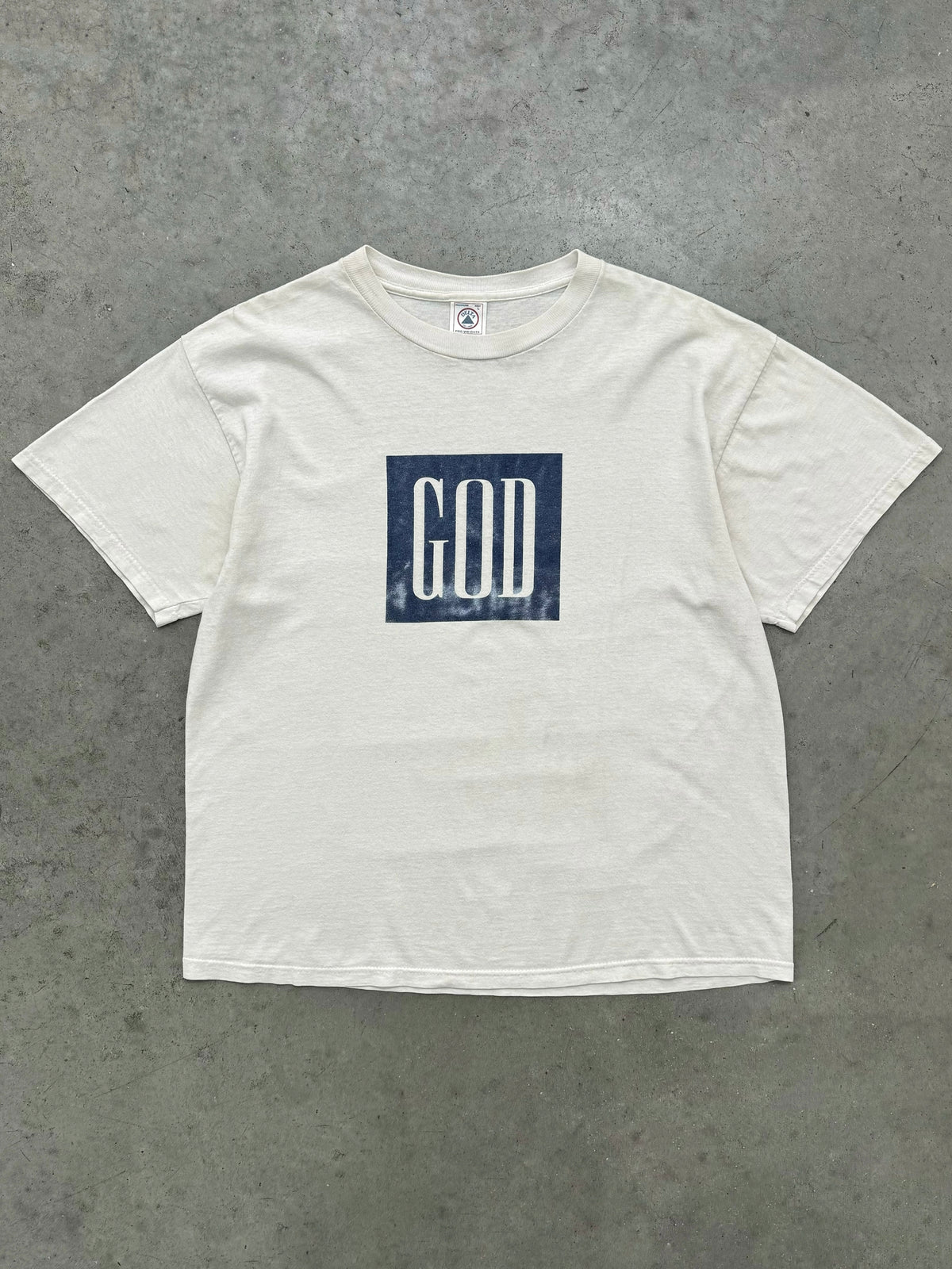 FADED BONE WHITE "GOD" TEE - 1990S