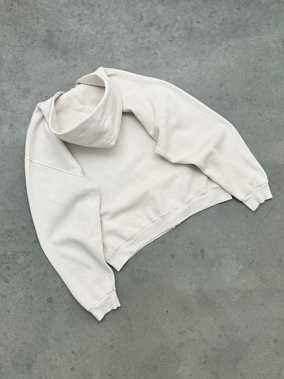 FADED BONE WHITE RUSSELL ZIP UP HOODIE - 2000S