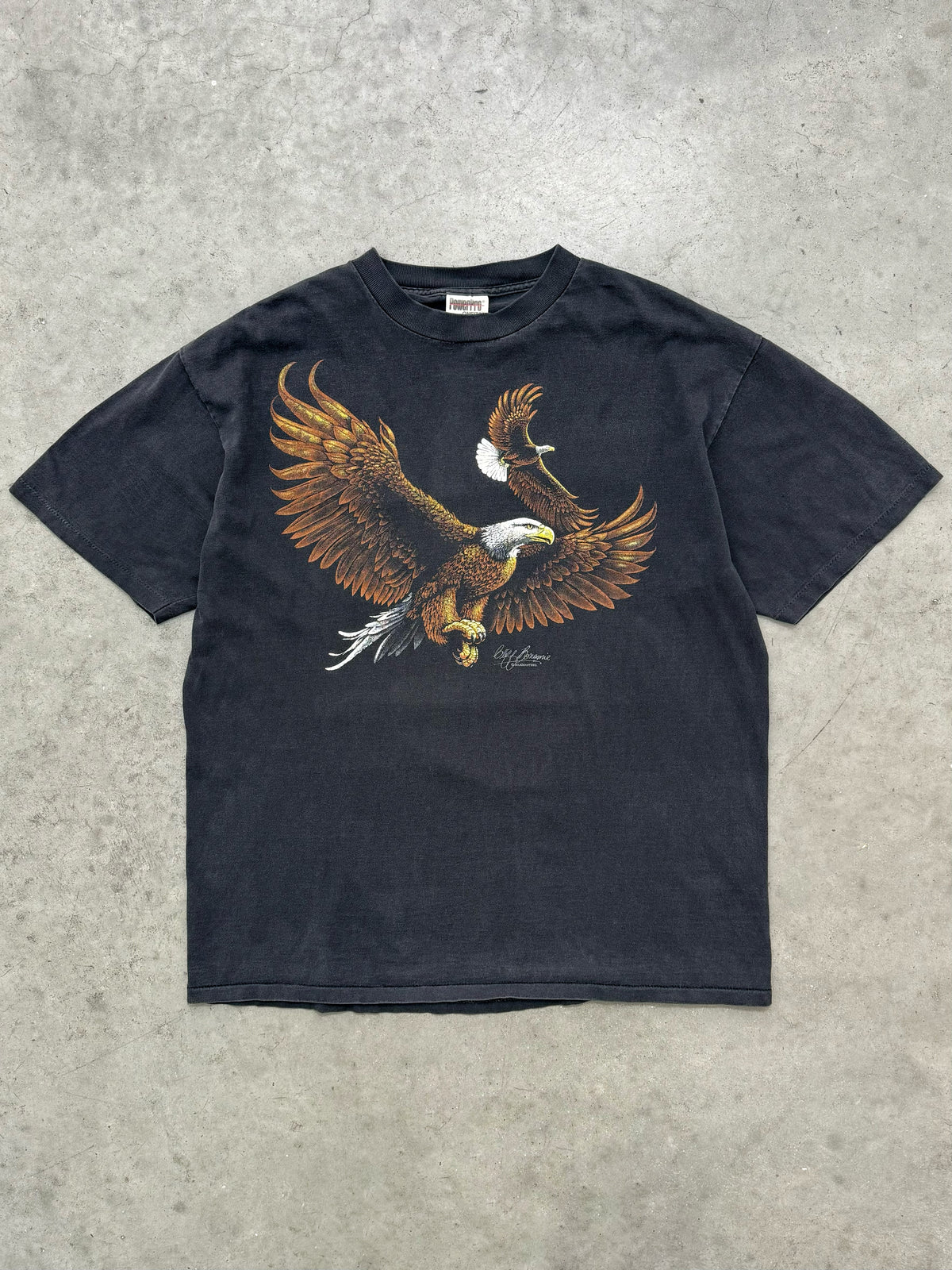 SUN FADED BLACK EAGLE TEE - 1990S
