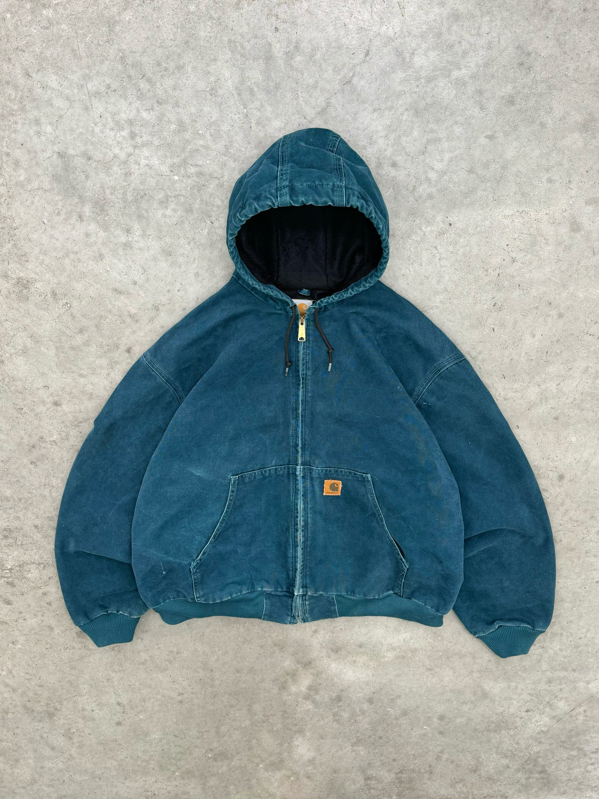 FADED OCEAN BLUE CARHARTT ZIP UP JACKET - 1990S