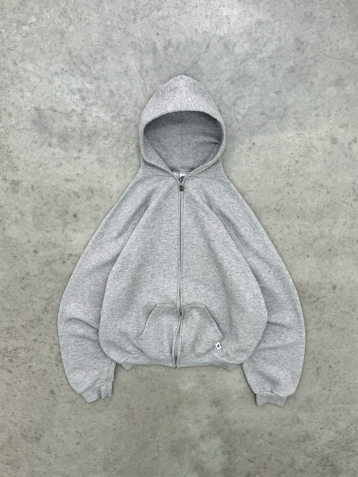 HEATHER GREY RUSSELL ZIP-UP HOODIE - 1990S