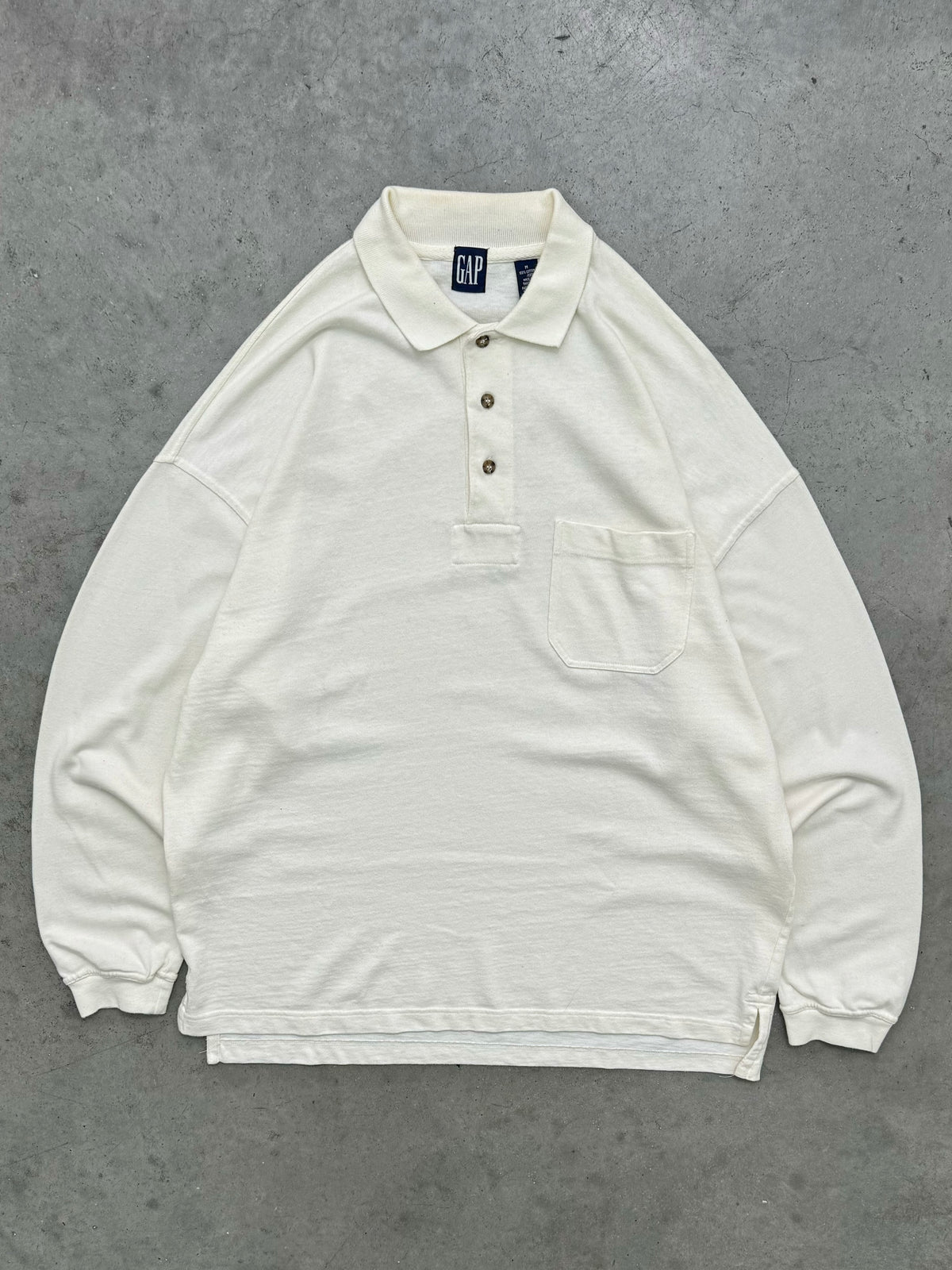 FADED OPTIC WHITE GAP LONGSLEEVE RUGBY - 1990S