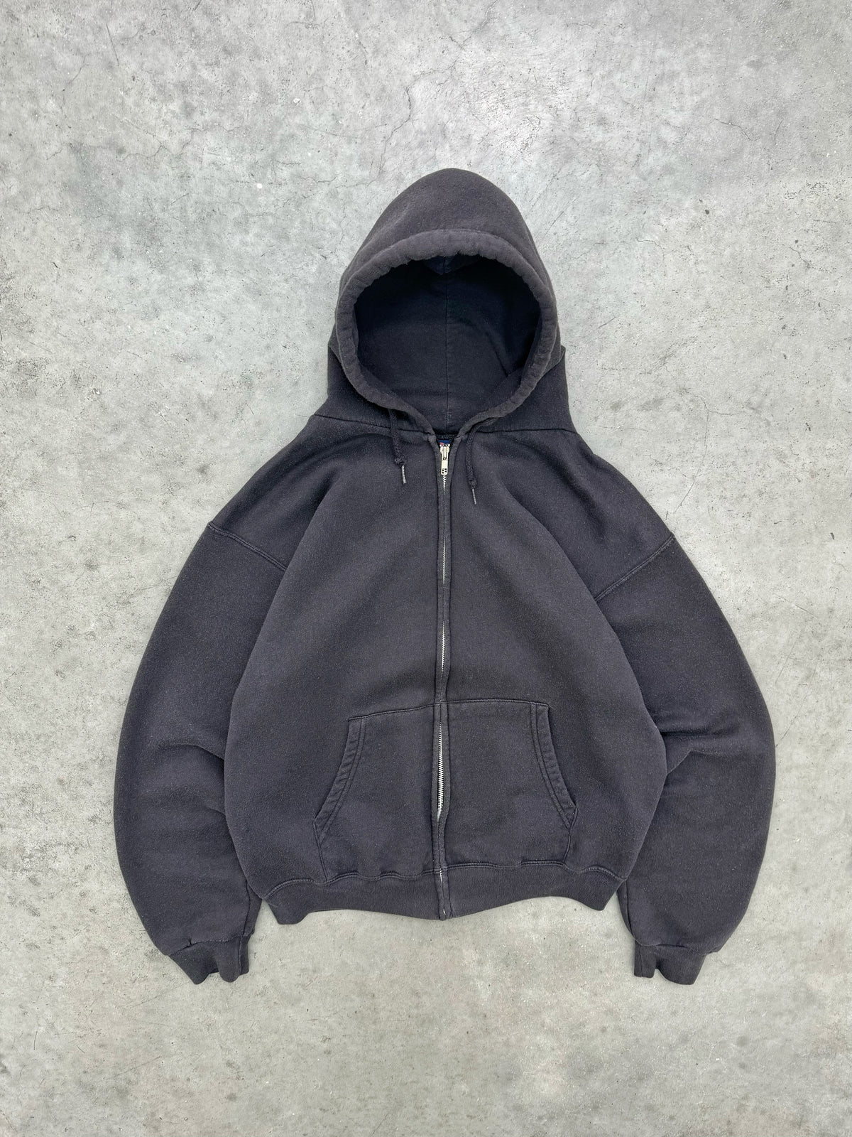 FADED BLACK ZIP UP HOODIE - 1990S