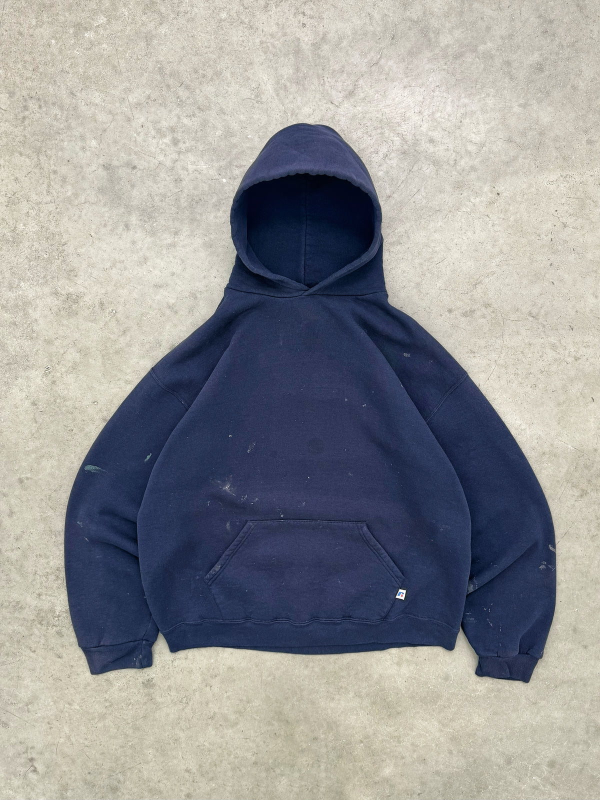 FADED NAVY BLUE PAINTERS RUSSELL HOODIE - 2000S
