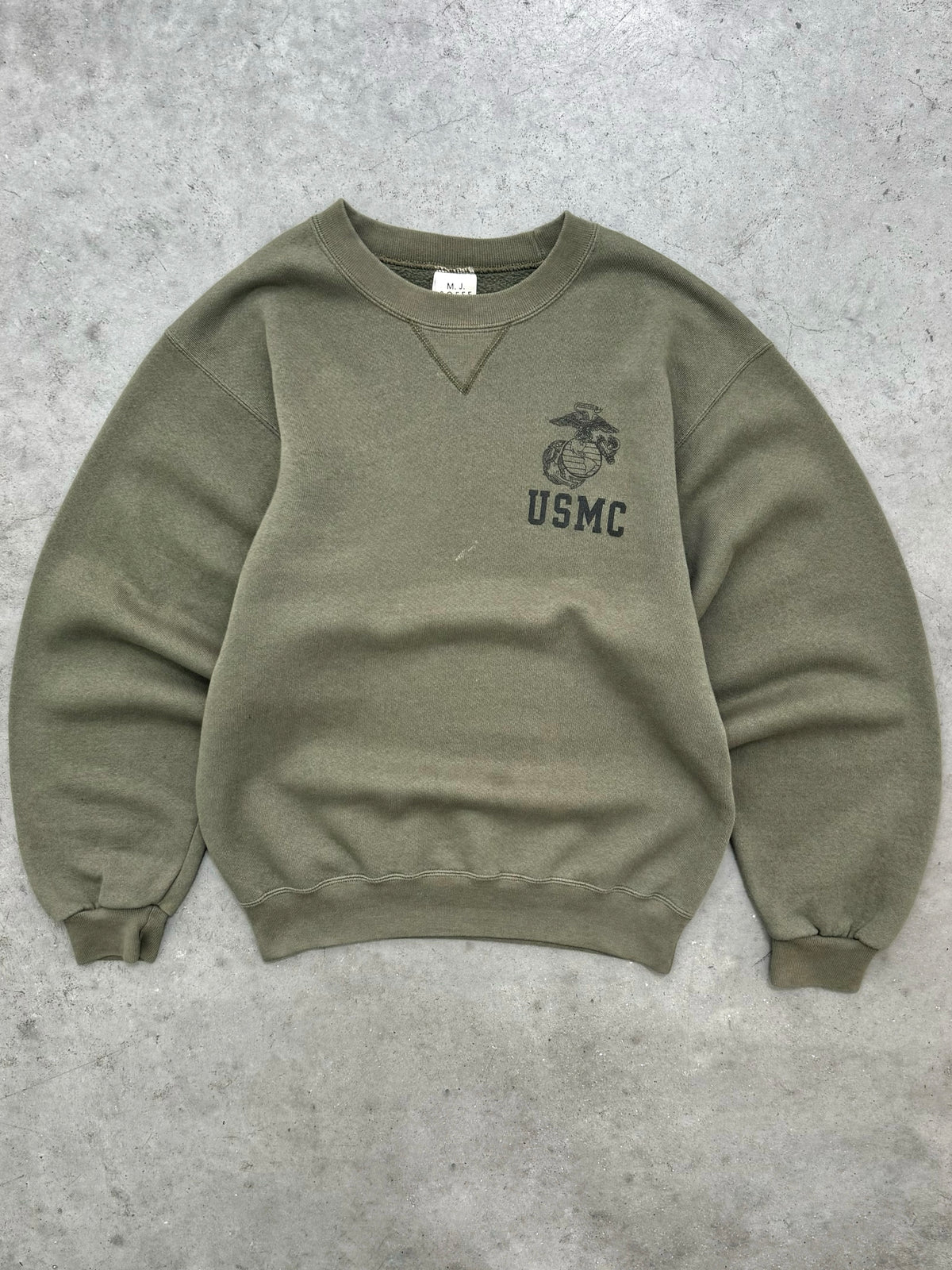 FADED OLIVE "USMC" MADE IN USA CREWNECK - 1990S