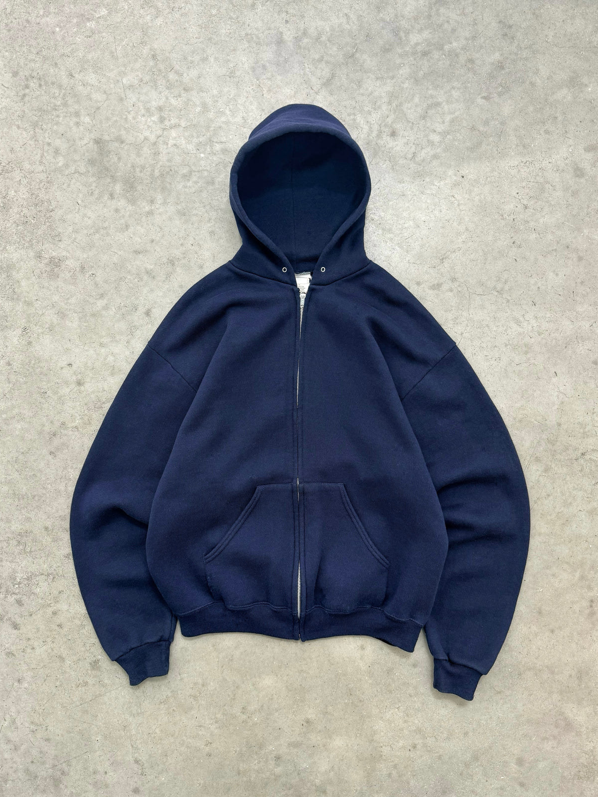 FADED NAVY BLUE ZIP UP HOODIE - 1990S