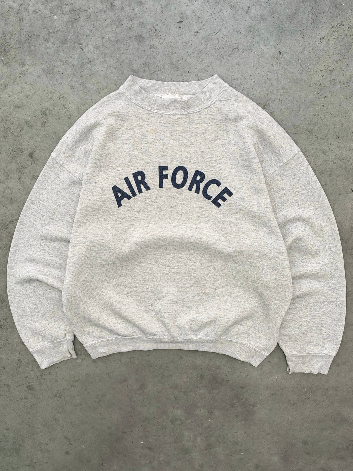 FADED HEATHER GREY "AIRFORCE" CREWNECK SWEATSHIRT - 1990S