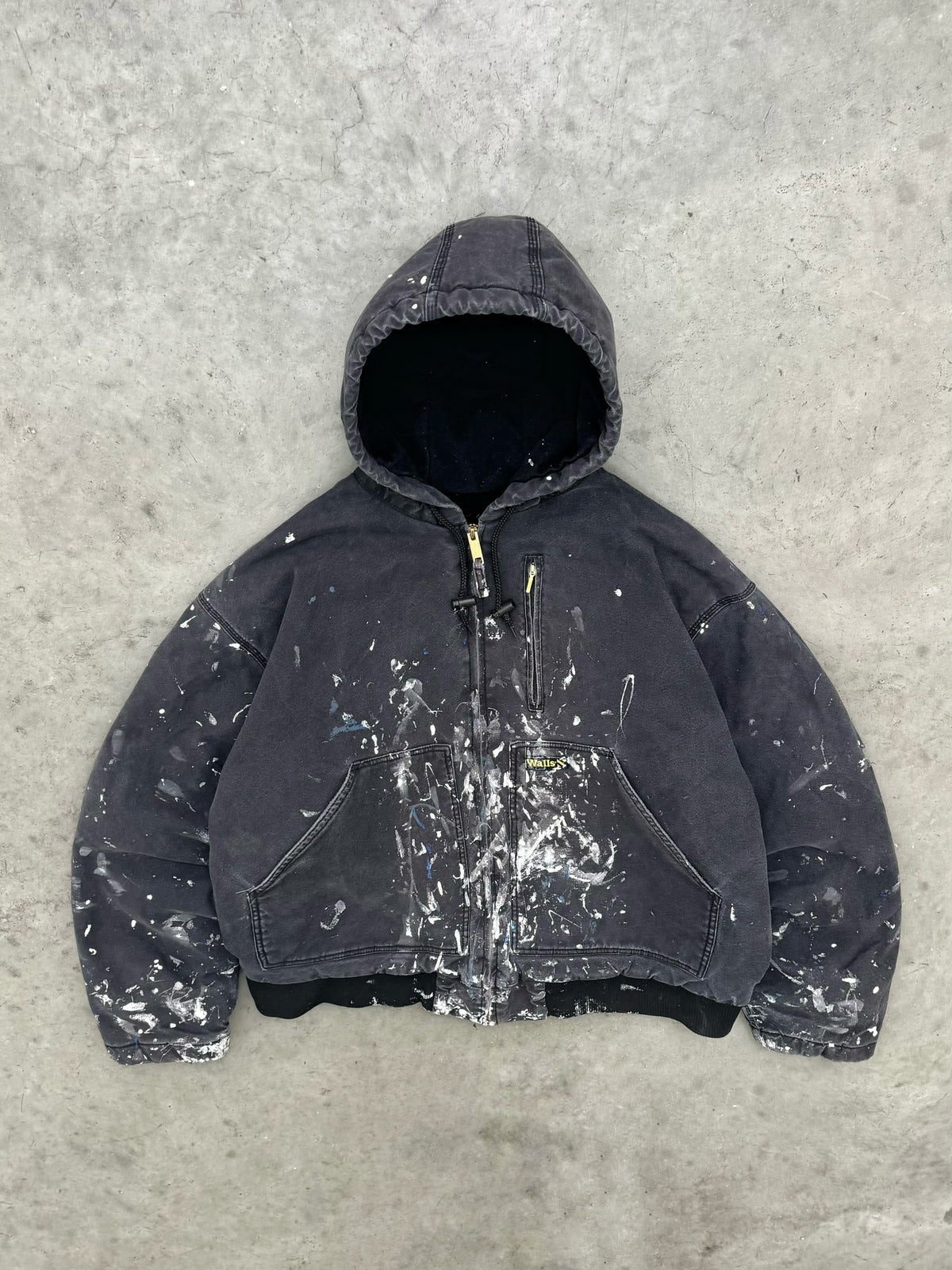 FADED PAINT SPLATTER WALLS HOODED WORK JACKET - 1990S
