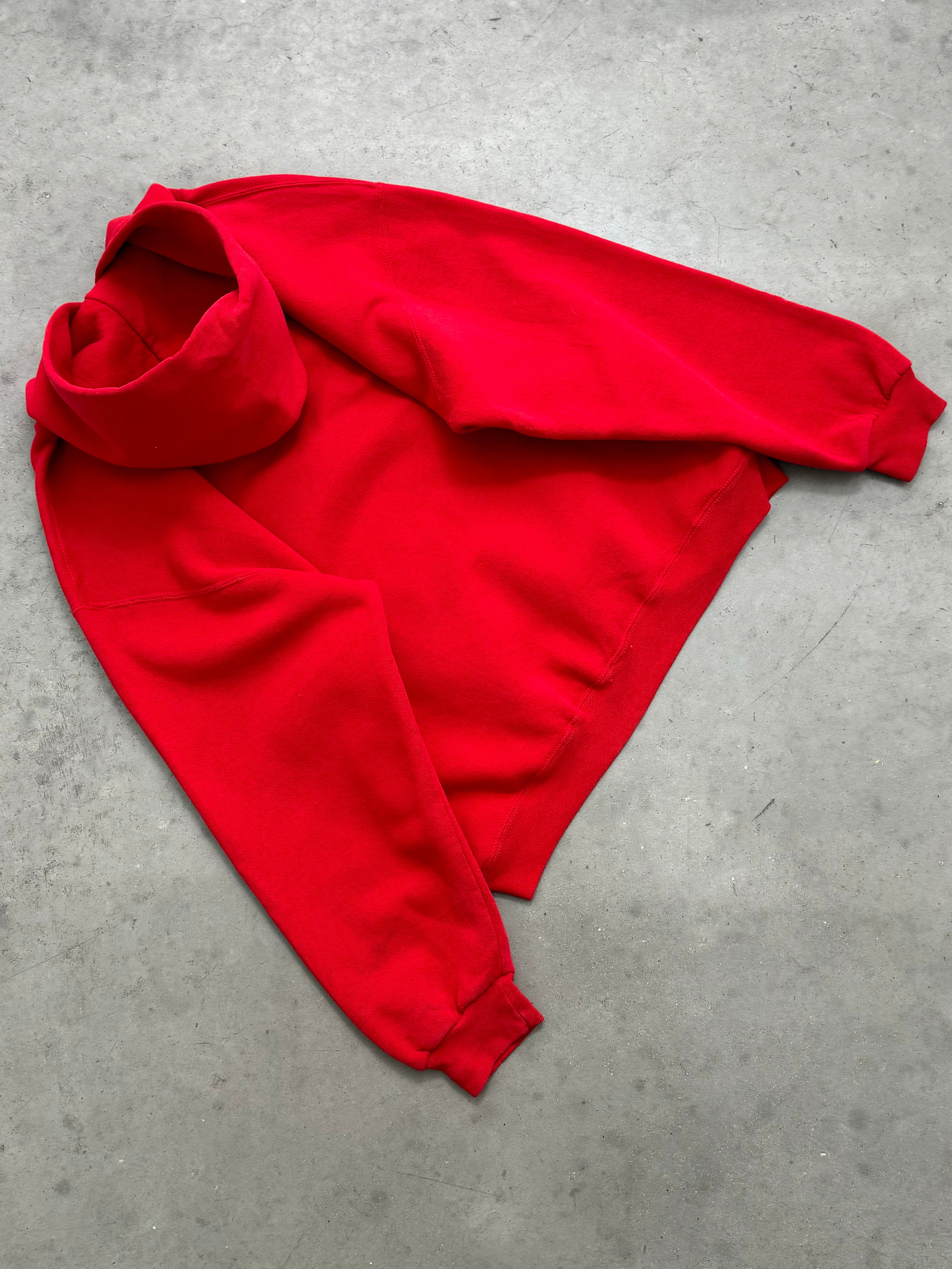 FADED RED "RUTGERS FOOTBALL" RUSSELL HOODIE - 1990S
