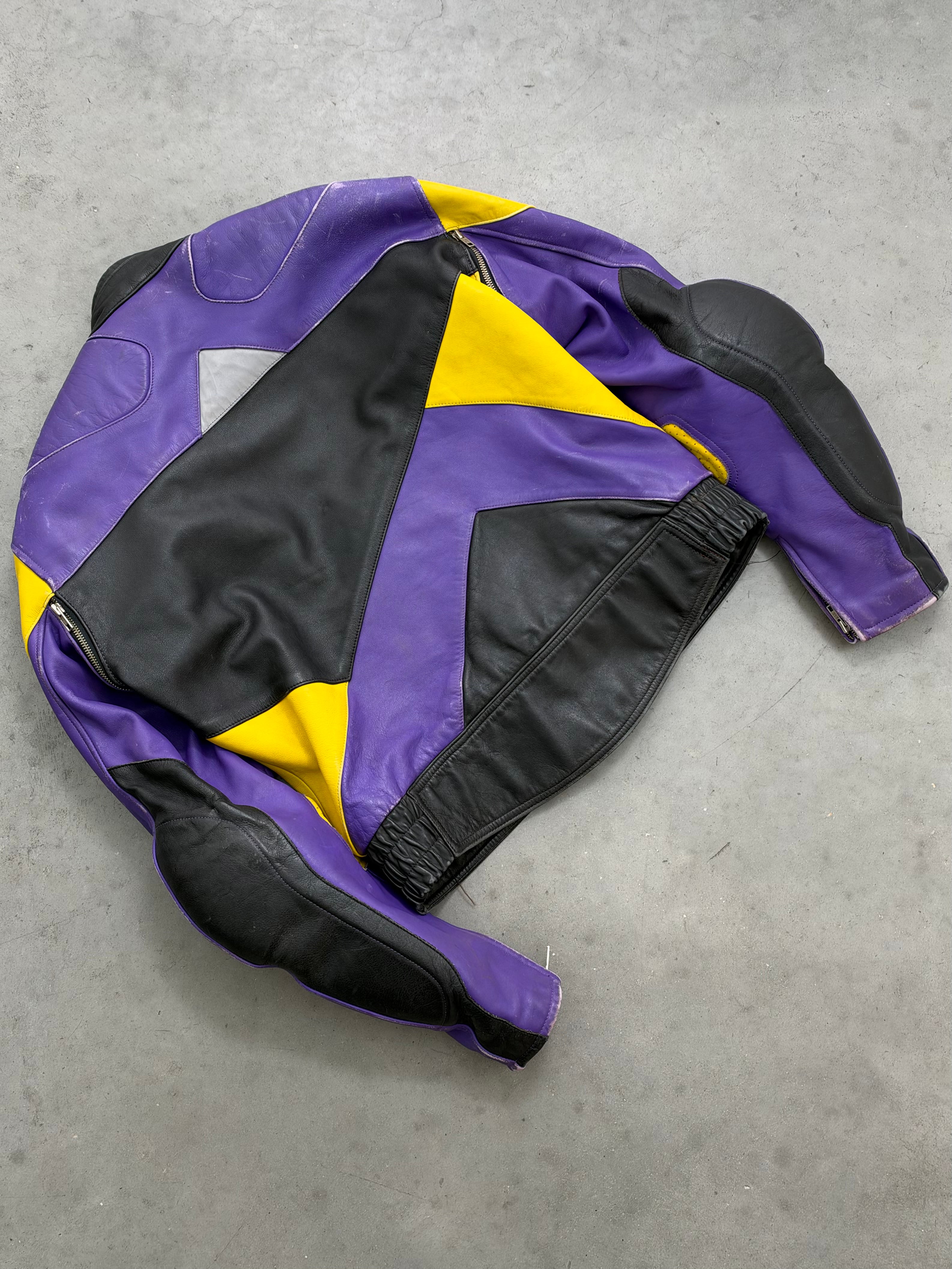 FADED PURPLE "CYBERSPORT" LEATHER MOTO JACKET - 1980S