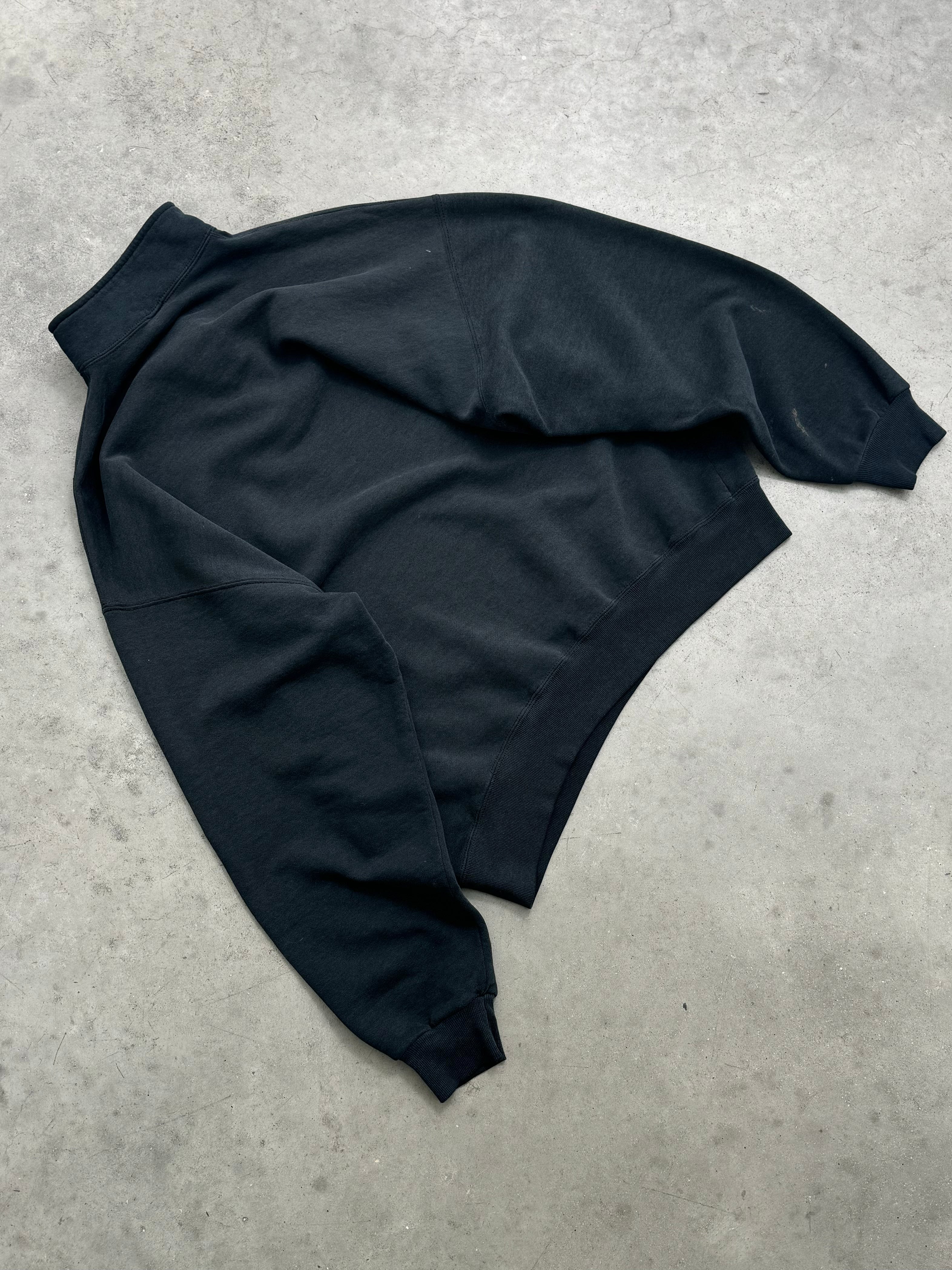 FADED BLACK PAINTERS RUSSELL QUARTER ZIP SWEATSHIRT - 1990S