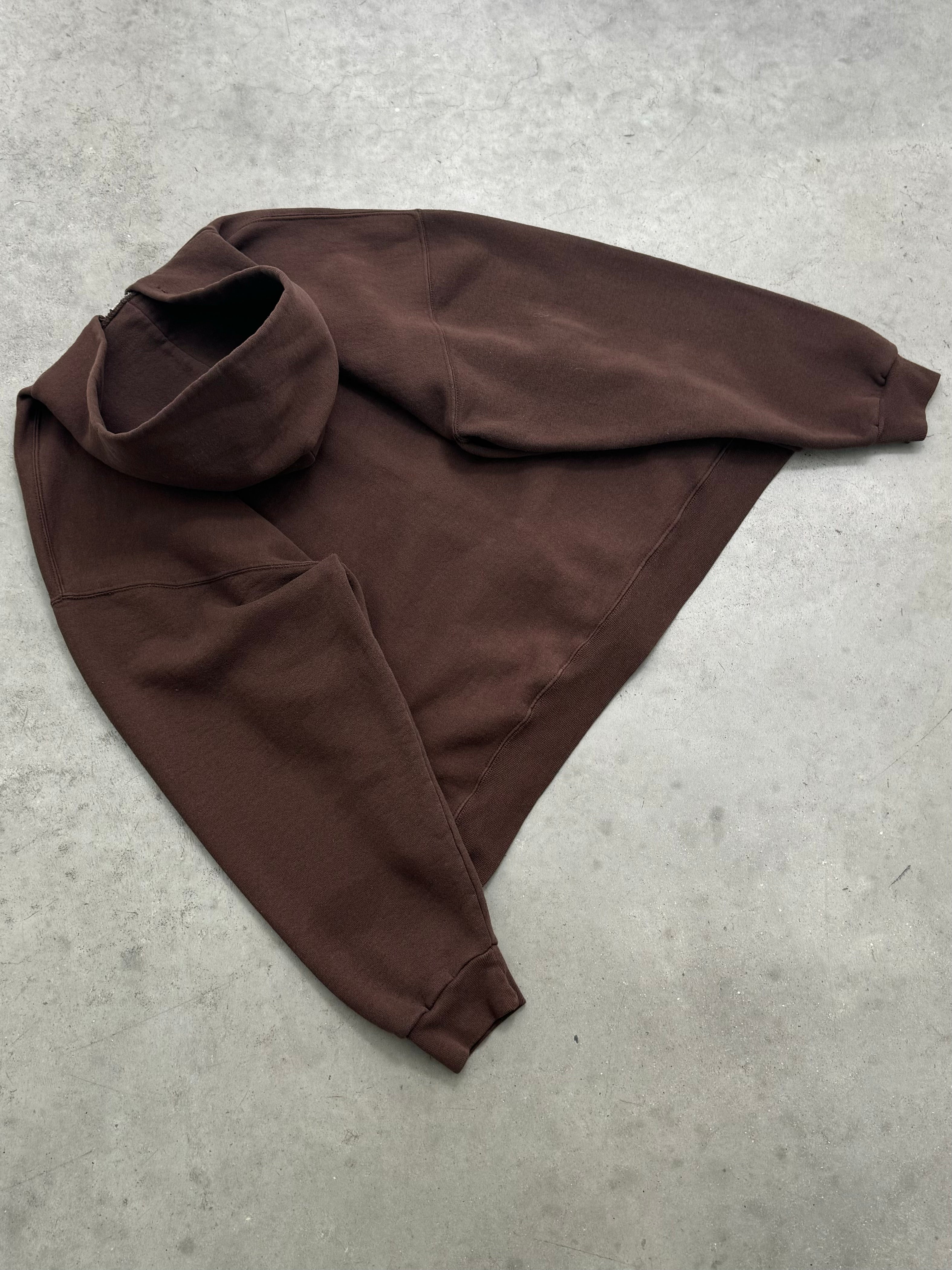 FADED MOCHA BROWN ZIP UP HOODIE - 2000S