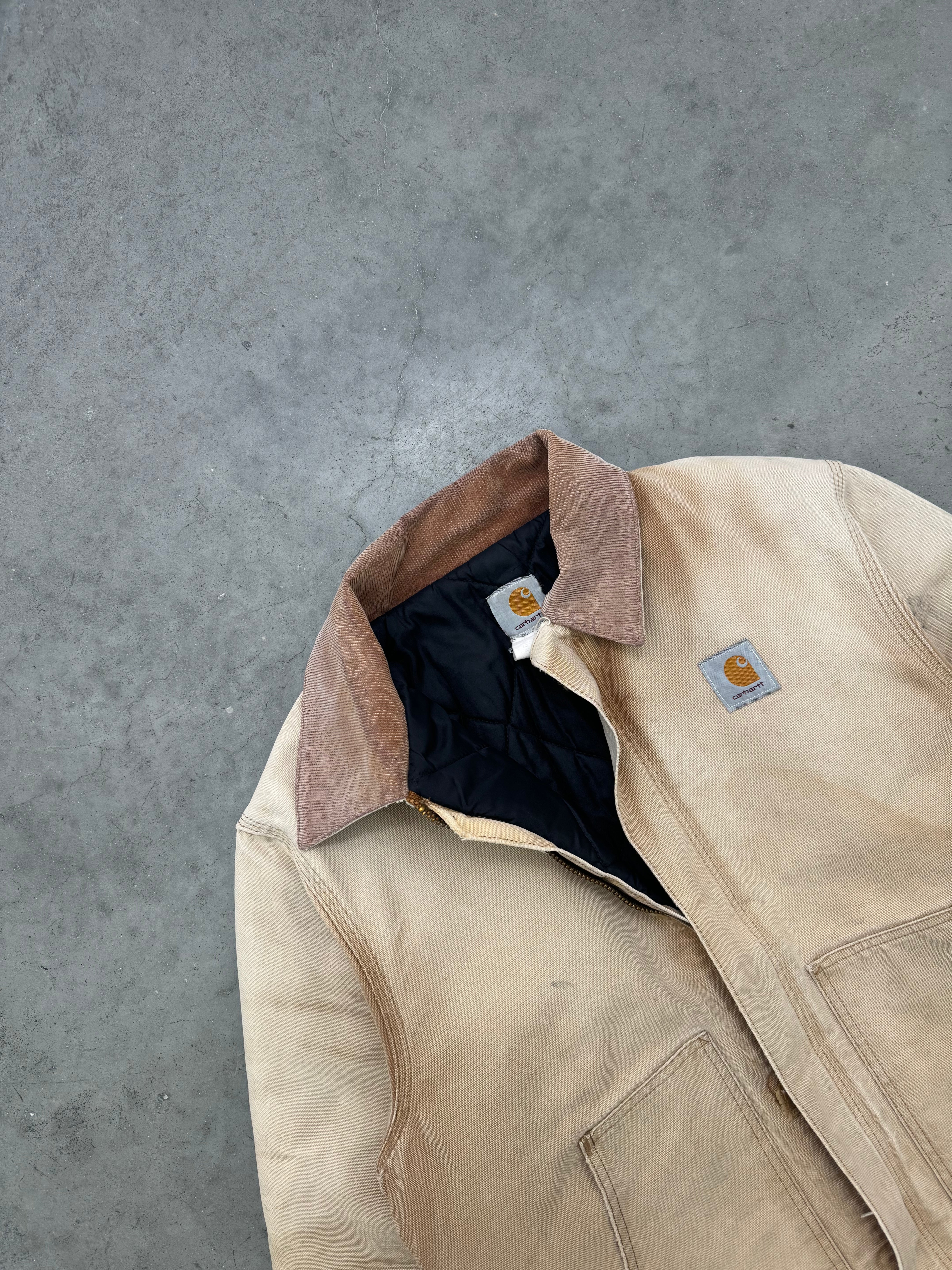 DISTRESSED & FADED BEIGE CARHARTT ARCTIC JACKET - 1990S