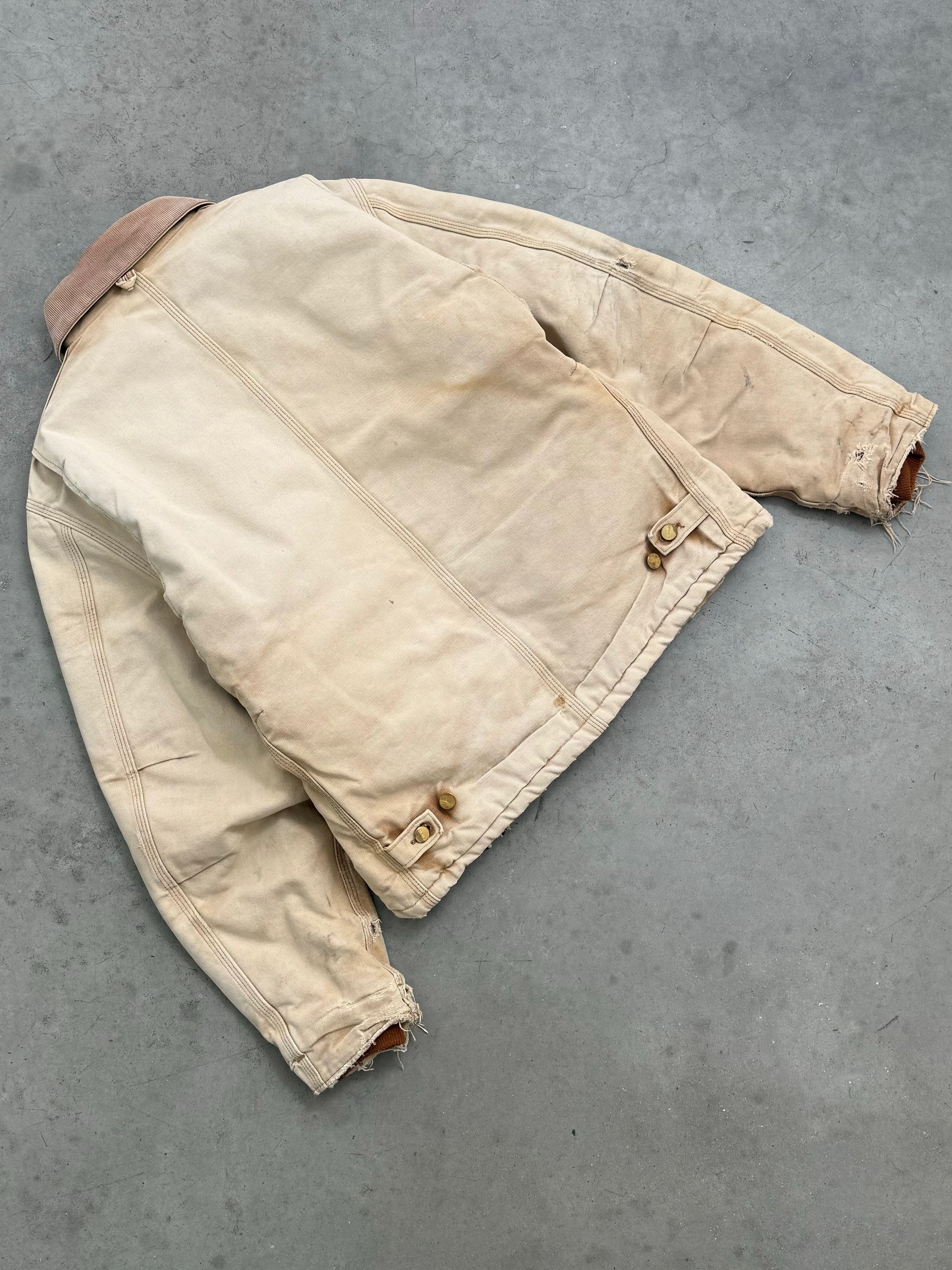 DISTRESSED & FADED BEIGE CARHARTT ARCTIC JACKET - 1990S