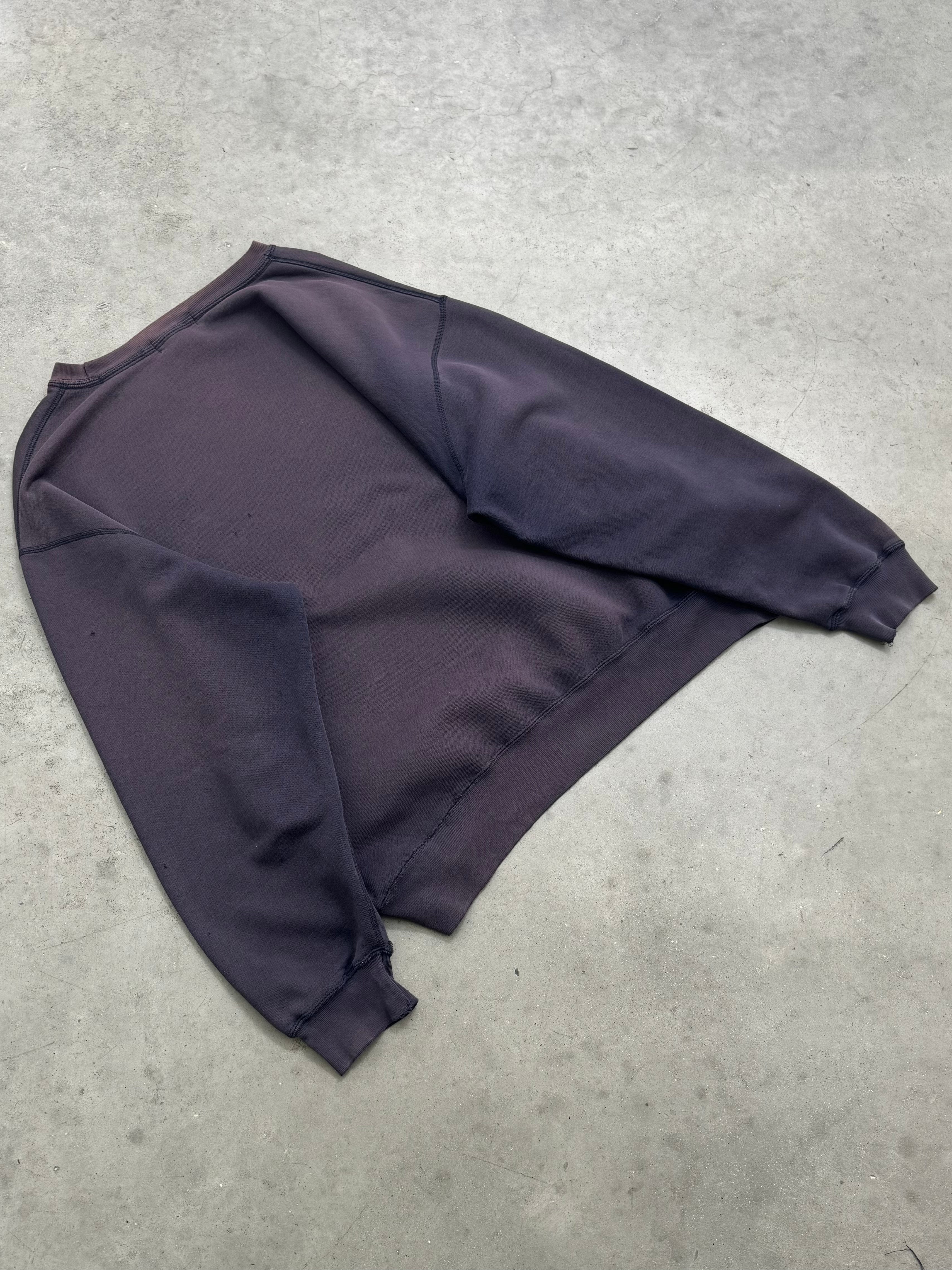 SUN FADED INDIGO POLO RALPH LAUREN CREWNECK - 1990S