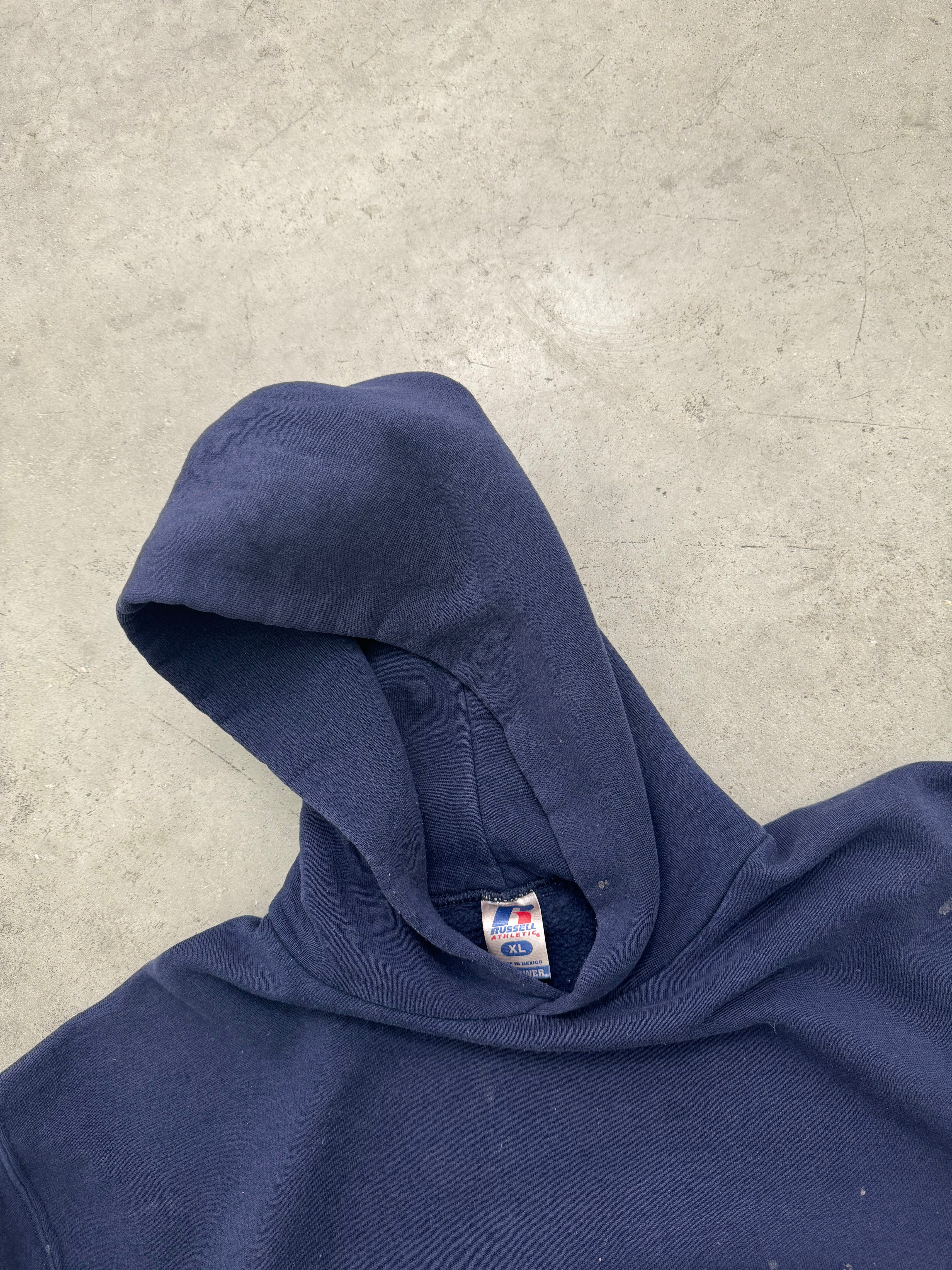 FADED NAVY BLUE PAINTERS RUSSELL HOODIE - 2000S