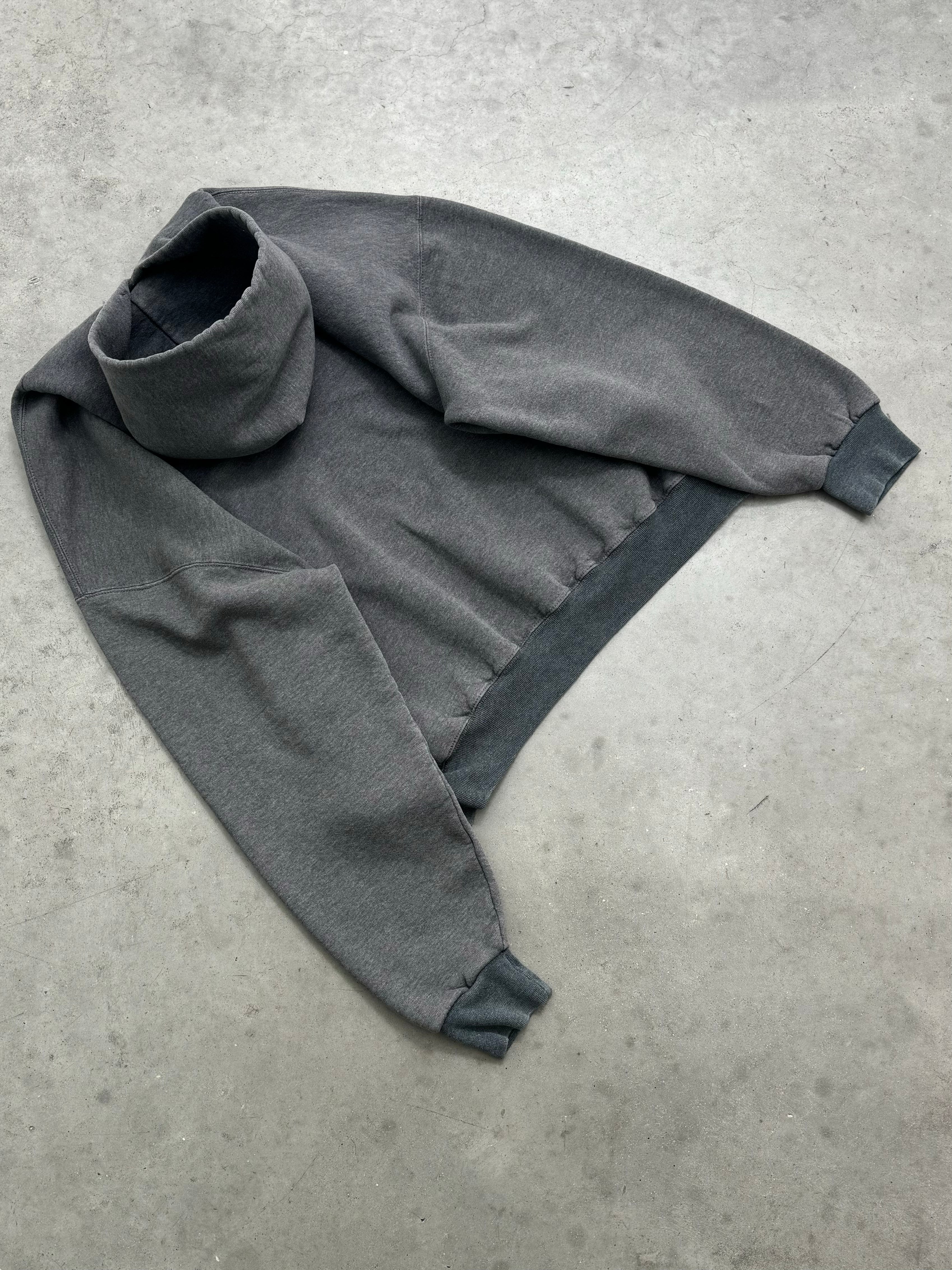 FADED CHARCOAL GREY TWO-TONE RUSSELL HOODIE - 1990S
