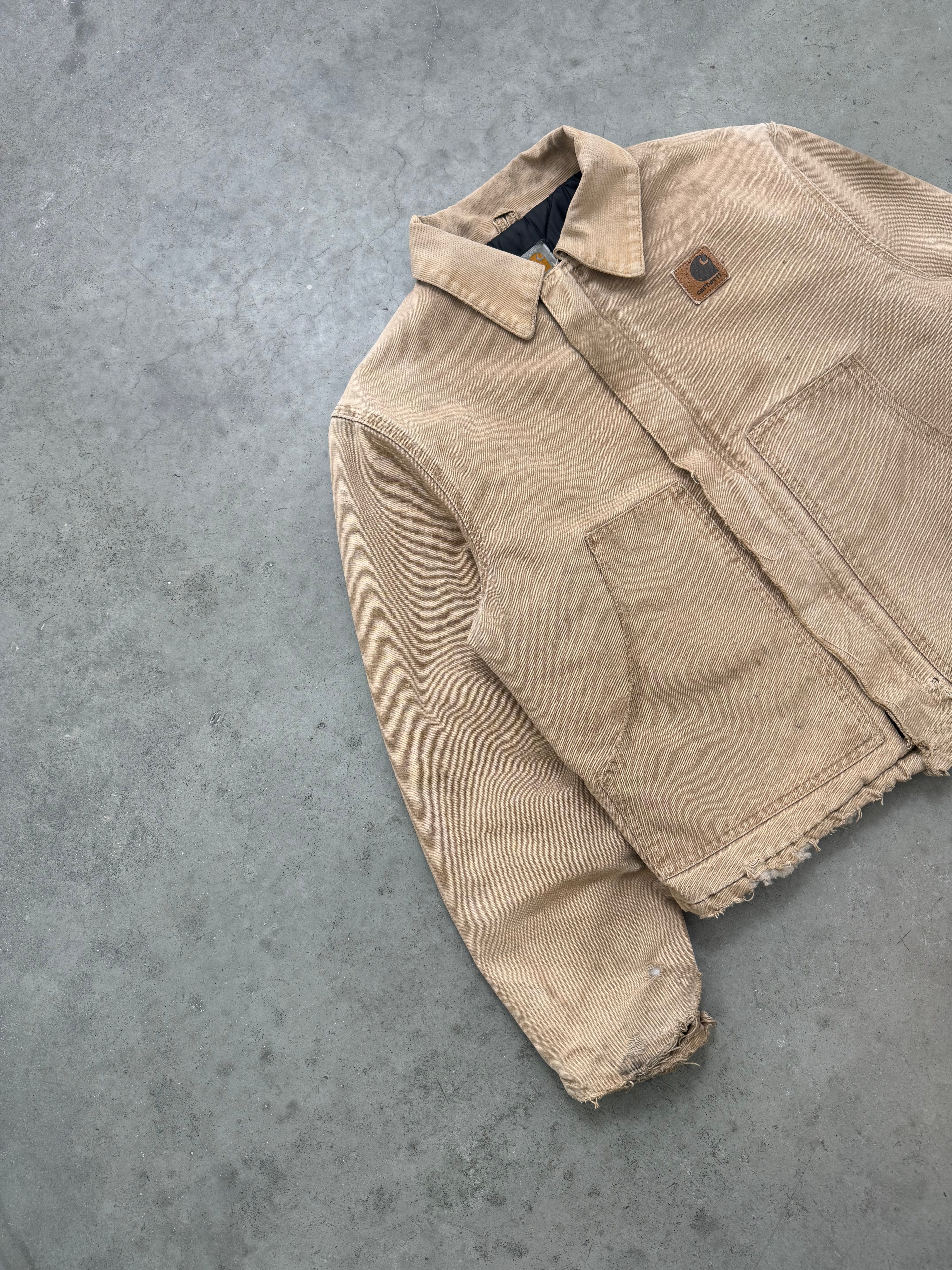 FADED BEIGE & DISTRESSED CARHARTT ARCTIC JACKET - 1990S