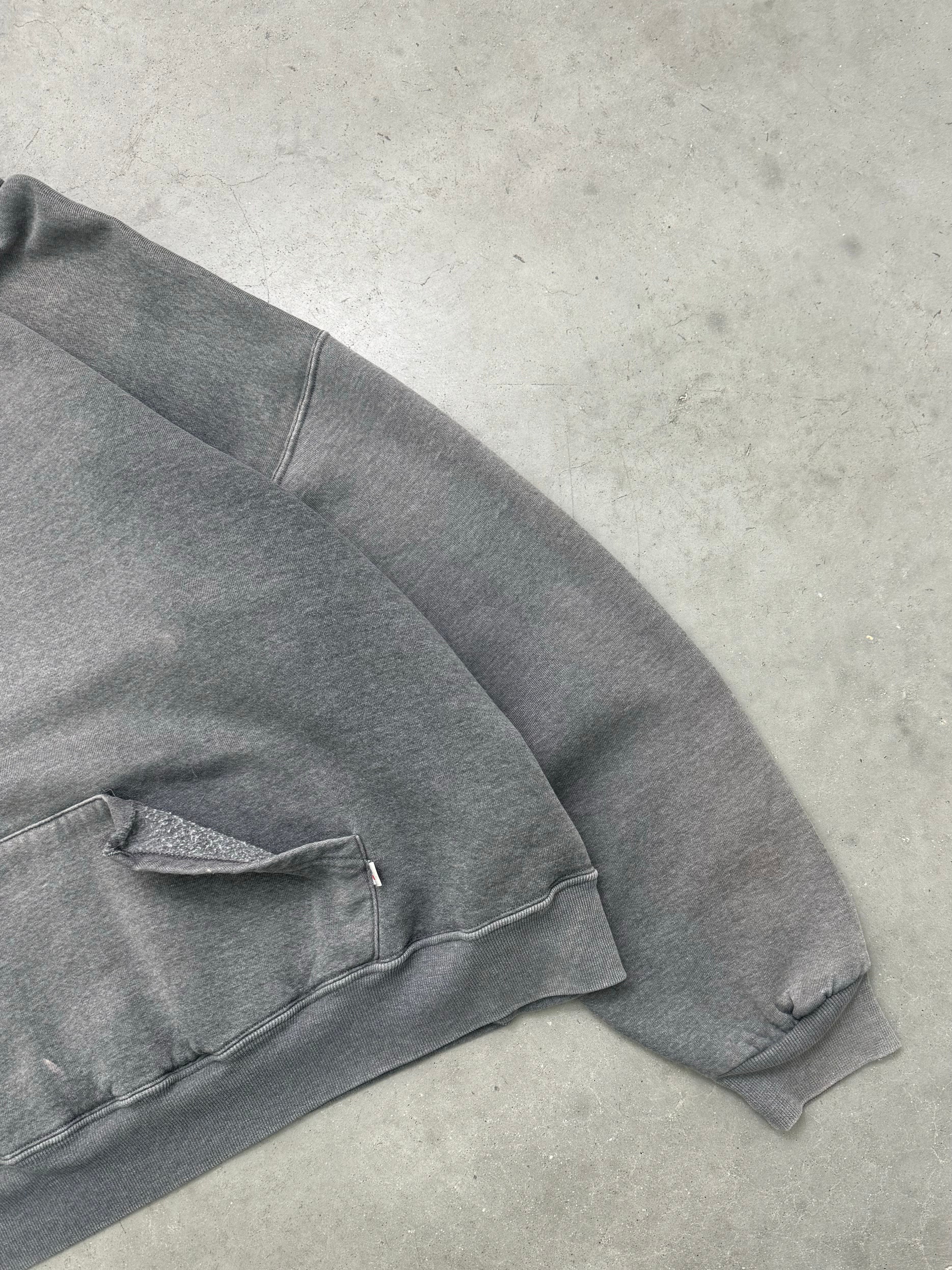 SUN FADED CEMENT GREY RUSSELL HOODIE - 1990S
