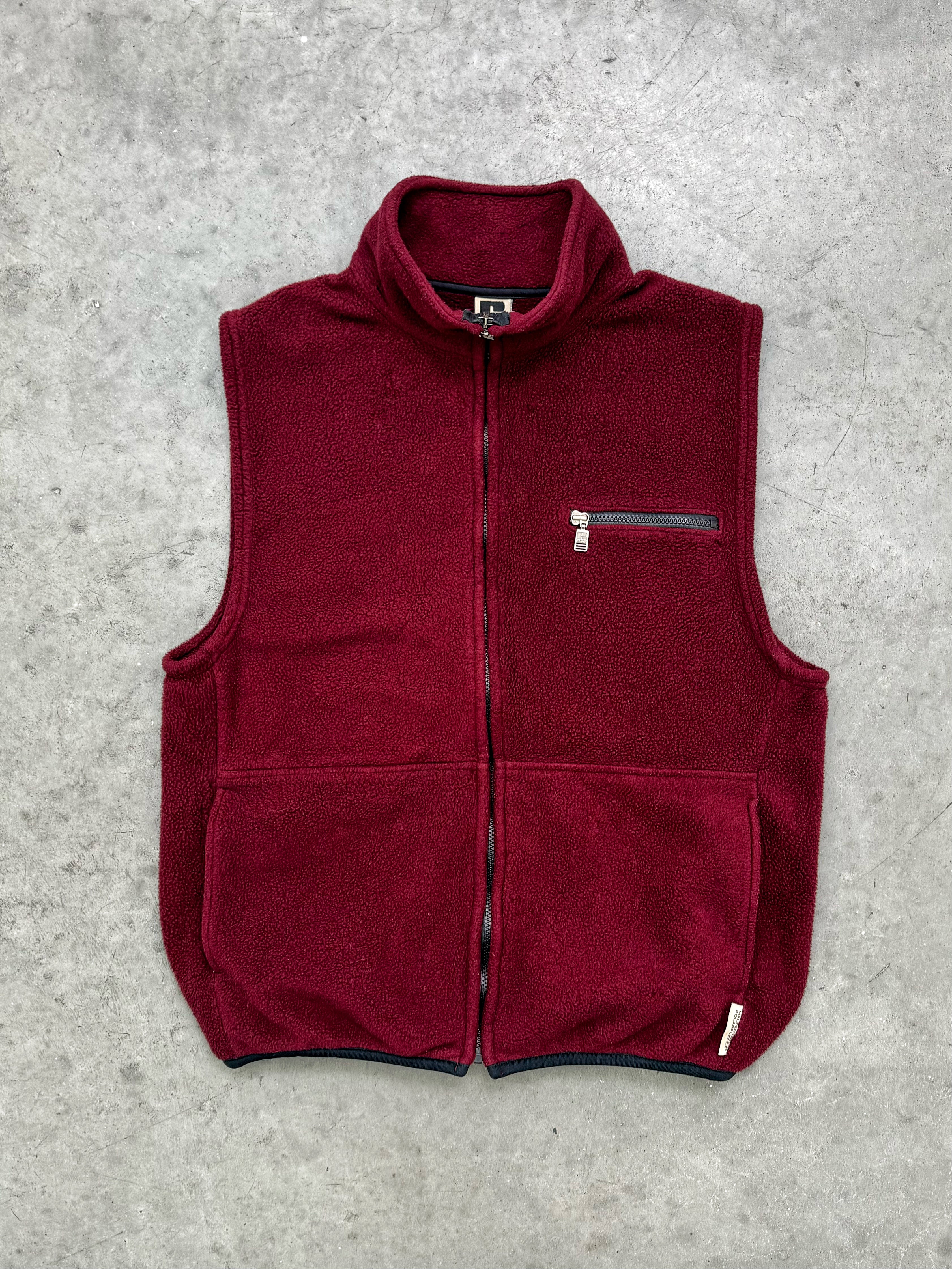 FADED MAROON RUSSELL FLEECE VEST - 1990S