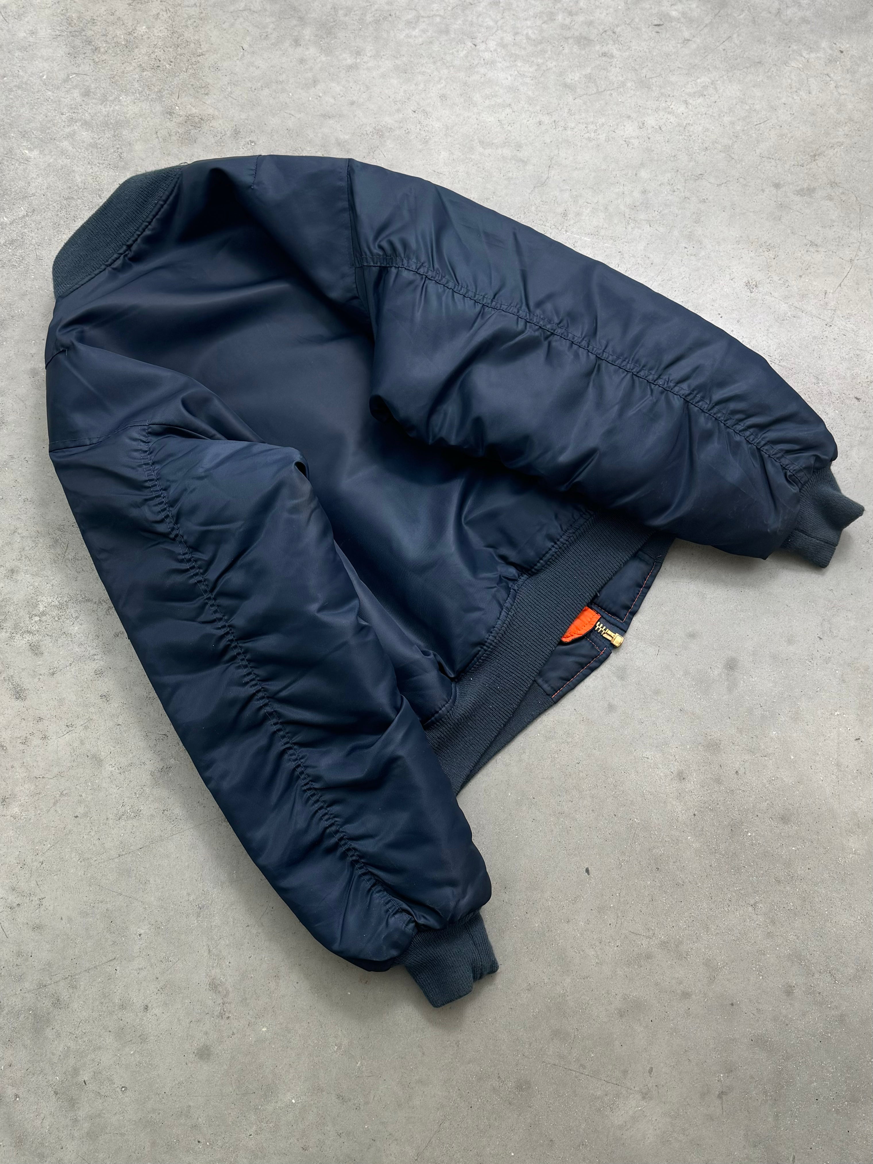 FADED NAVY BLUE MA-1 BOMBER JACKET - 2000S