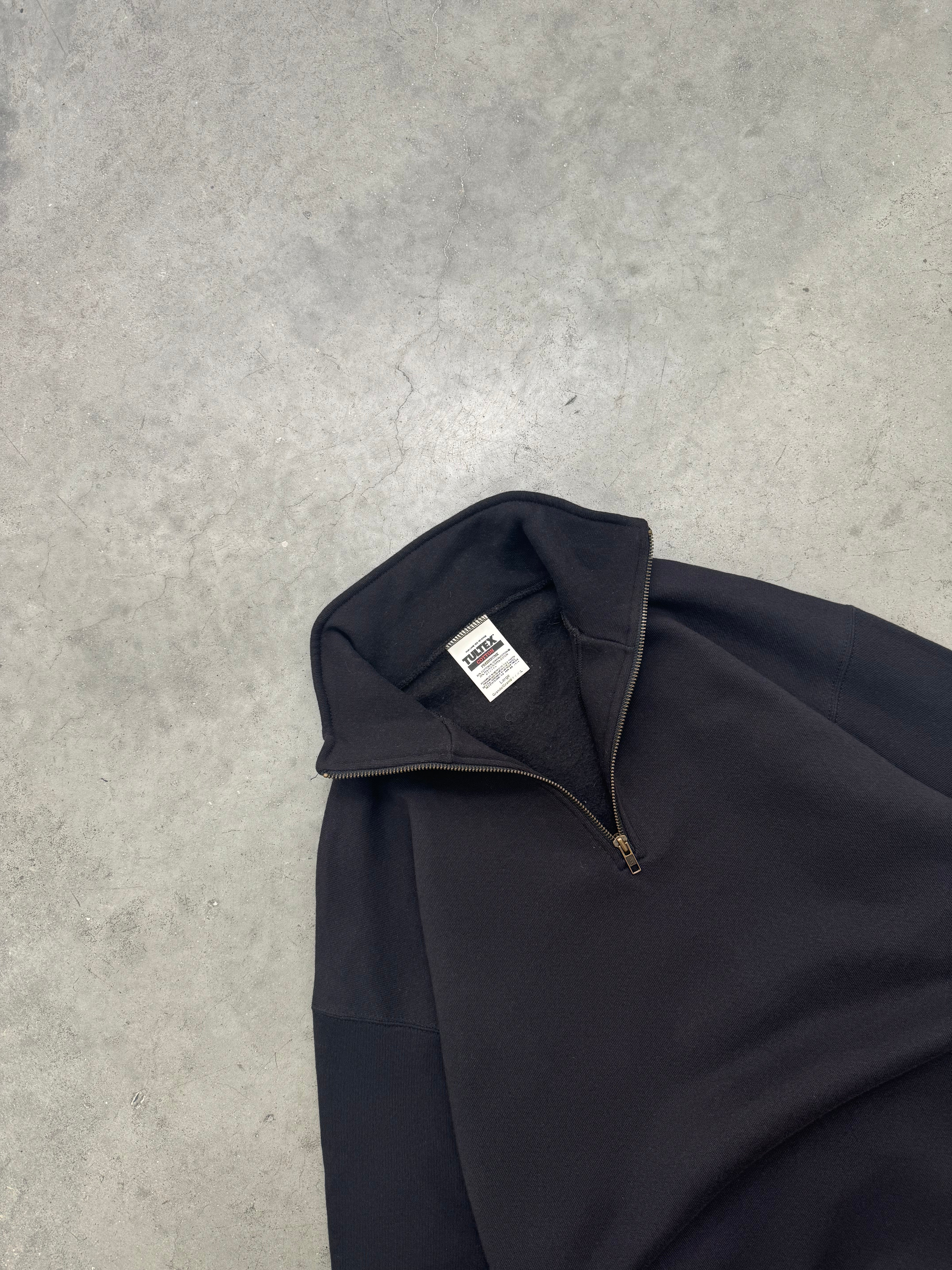 FADED BLACK QUARTER ZIP SWEATSHIRT - 1990S