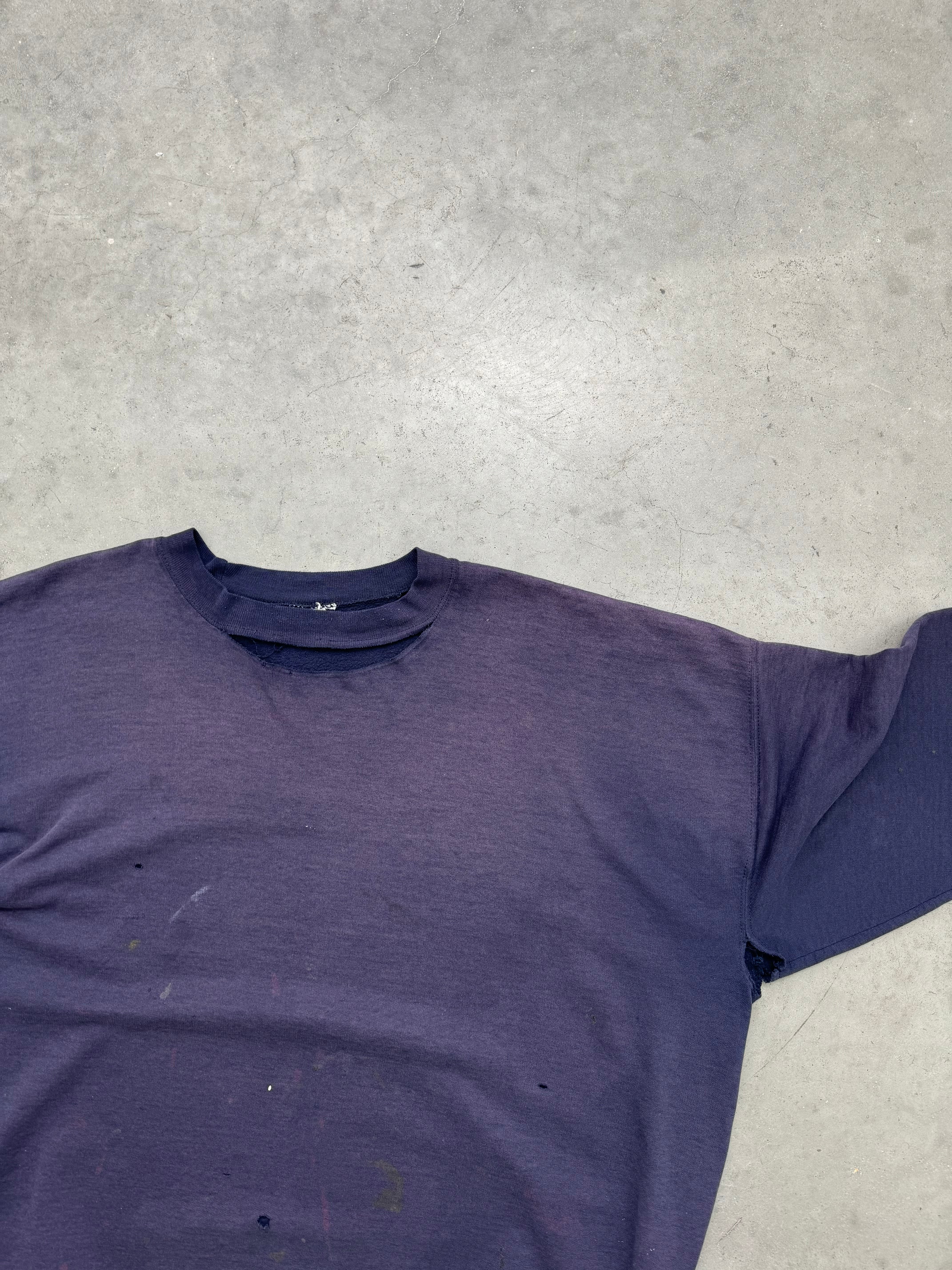 FADED & DISTRESSED INDIGO CREWNECK - 1990S