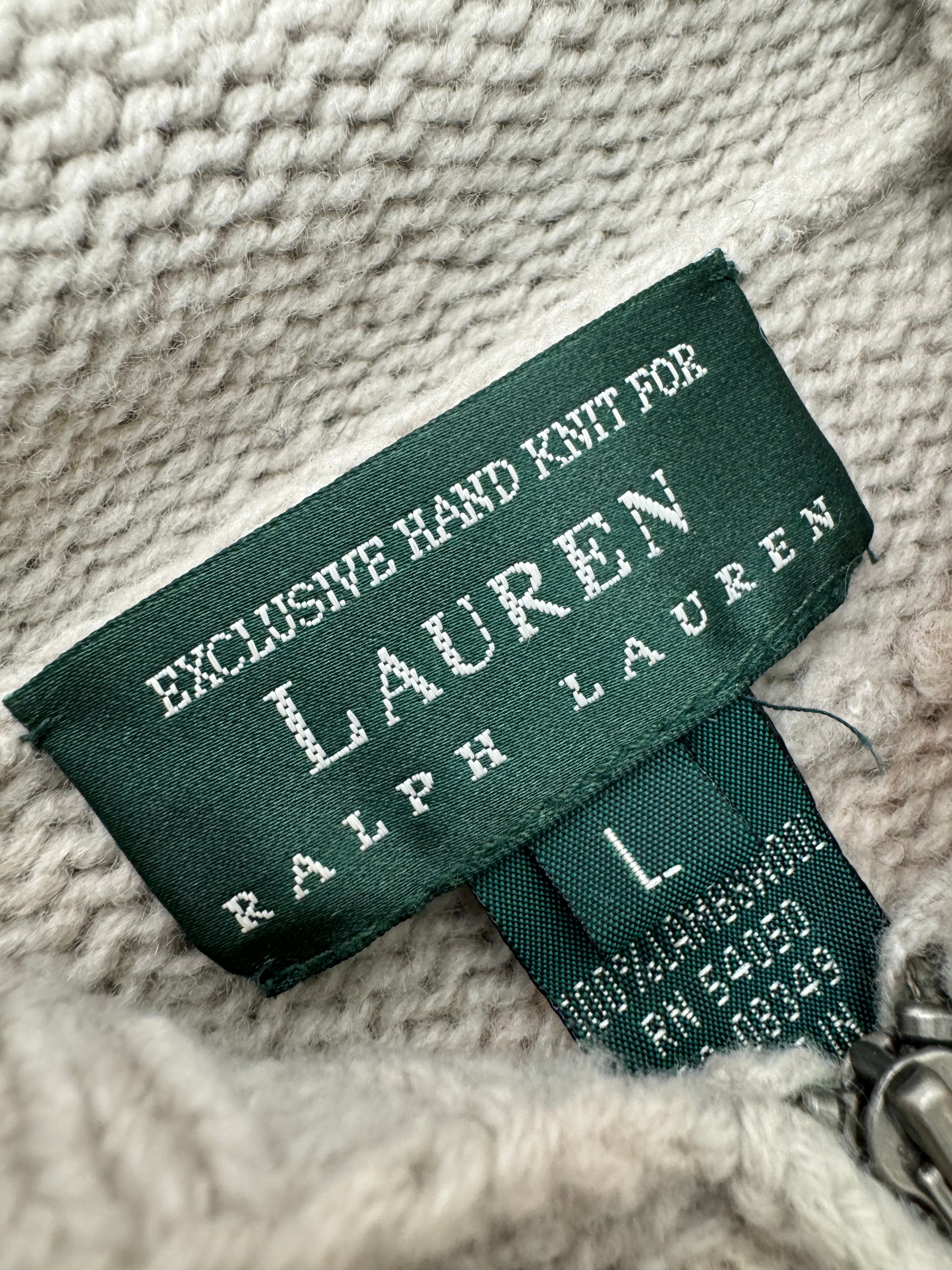 FADED EARTH TONE RALPH LAUREN NATURE KNIT HOODIE - 2000S