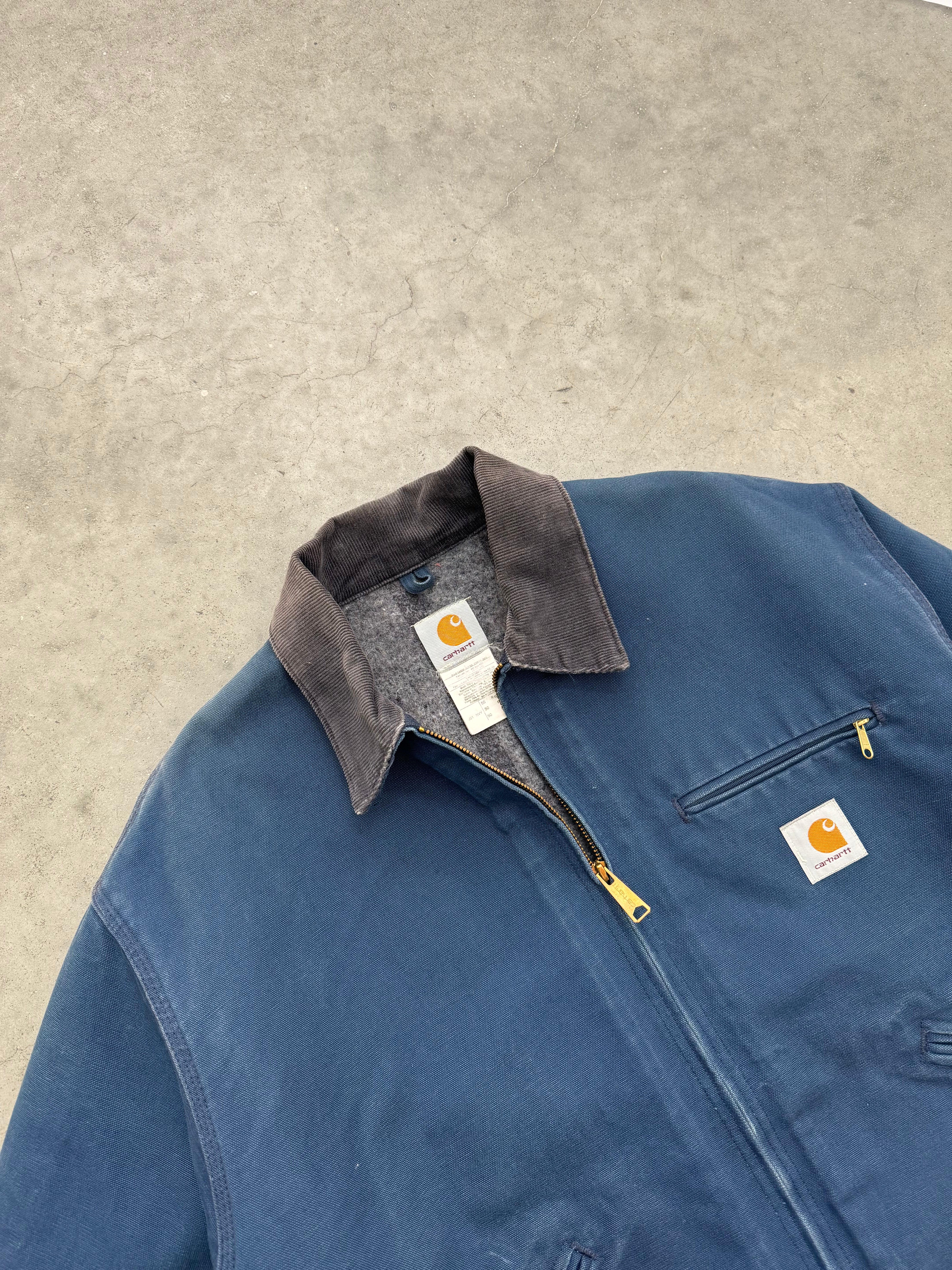 FADED BLUE CARHARTT BLANKET LINED DETROIT JACKET - 1990S