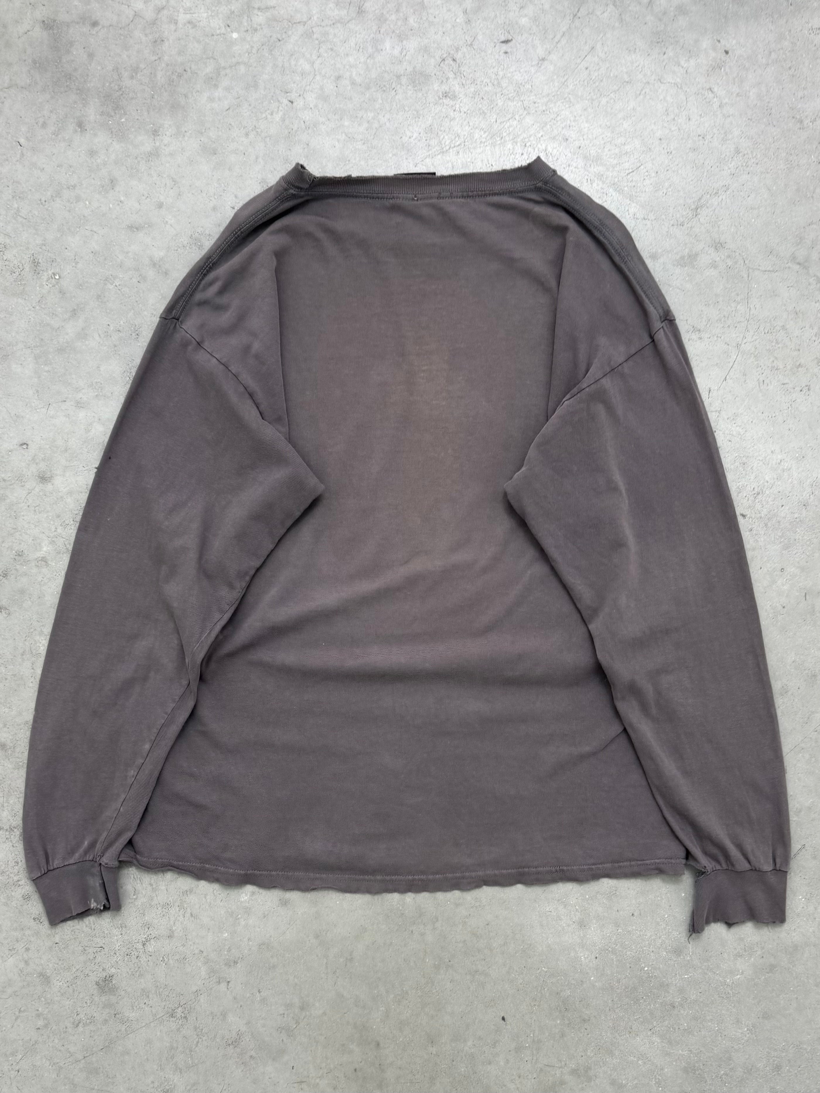 SUN FADED CHARCOAL GREY LONG SLEEVE TEE - 2000S