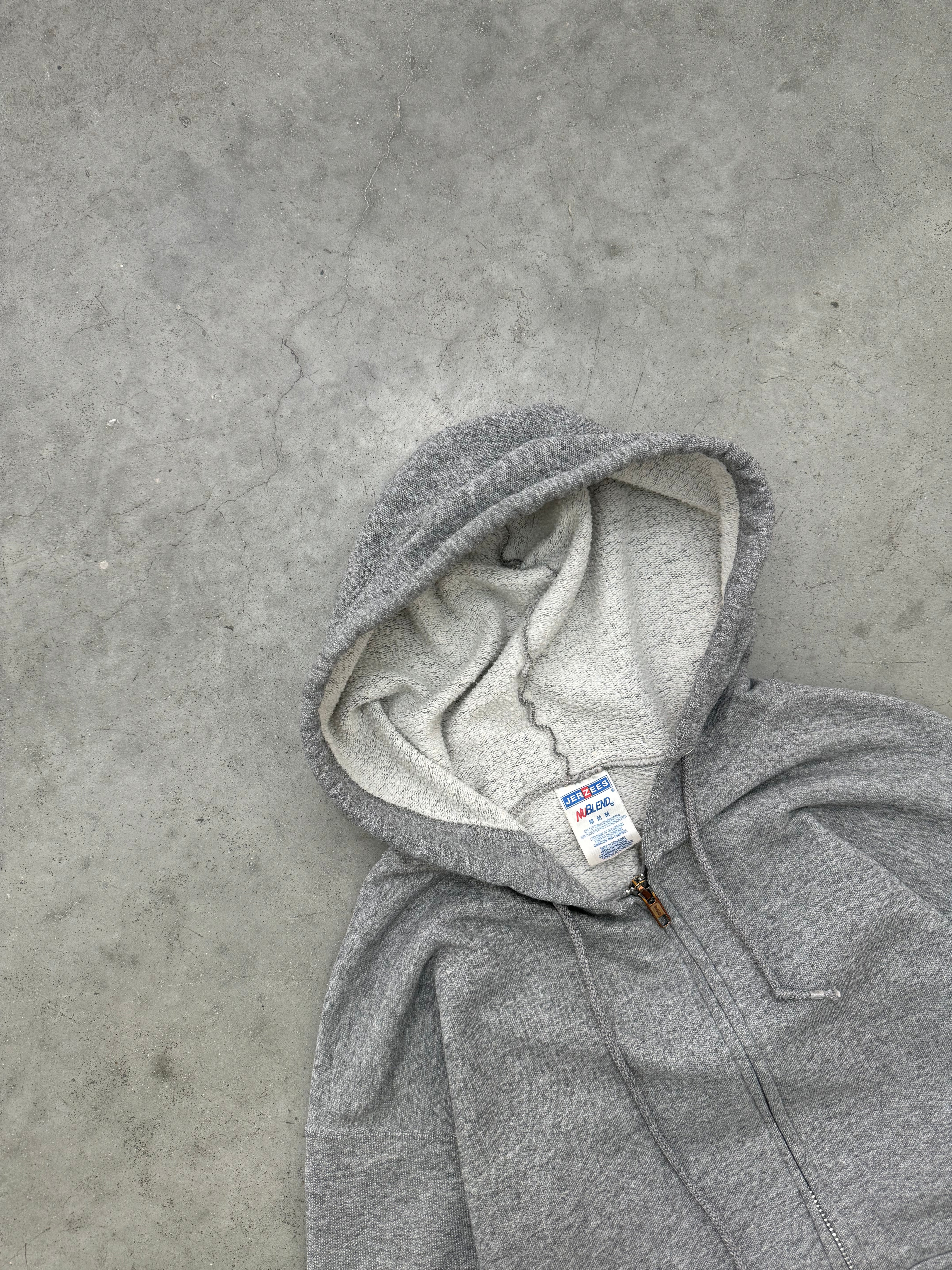 FADED HEATHER GREY ZIP UP HOODIE - 2000S