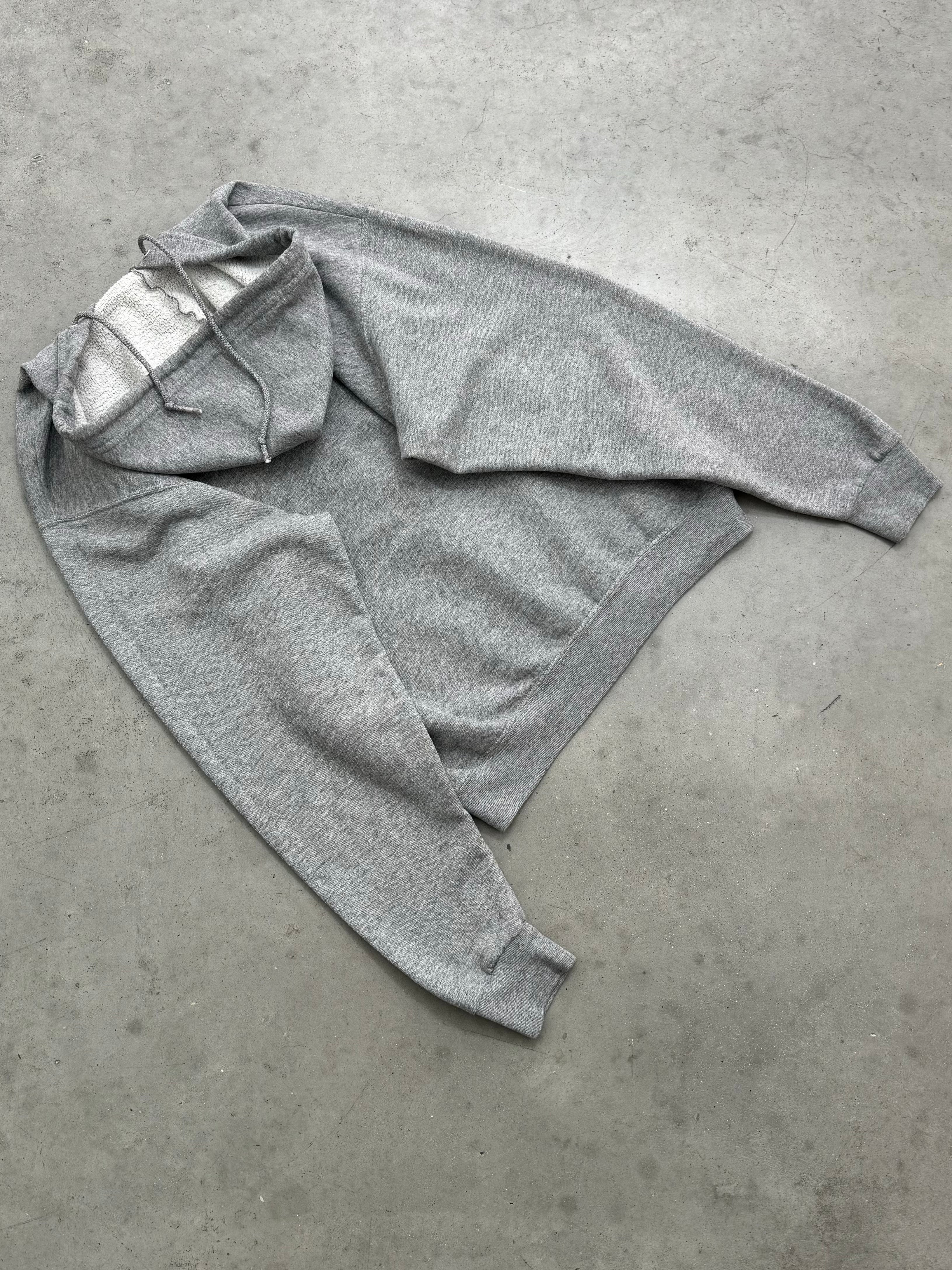 FADED HEATHER GREY ZIP UP HOODIE - 2000S