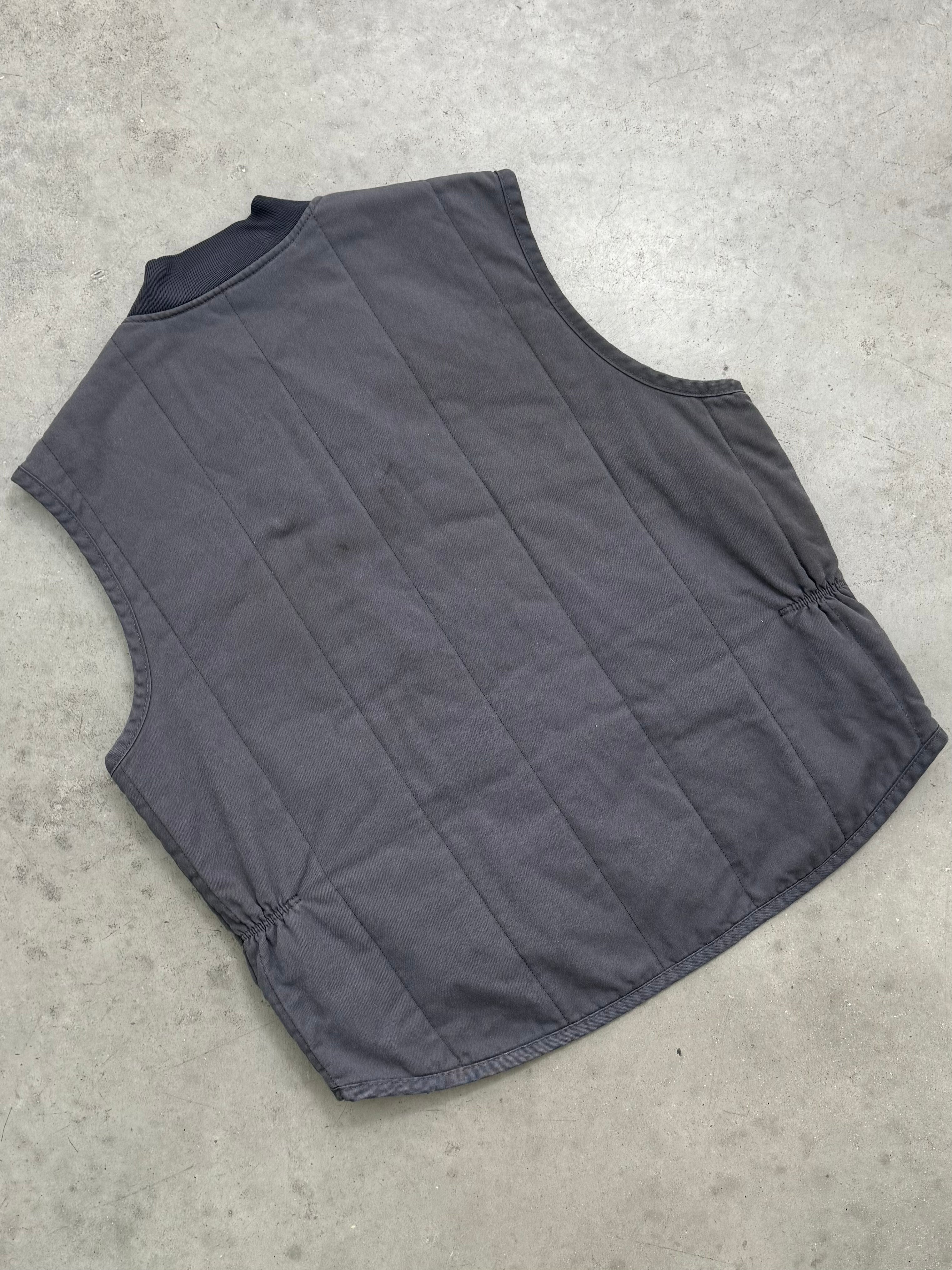 FADED CHARCOAL "CAMEL" ZIP-UP WORK VEST - 1980S