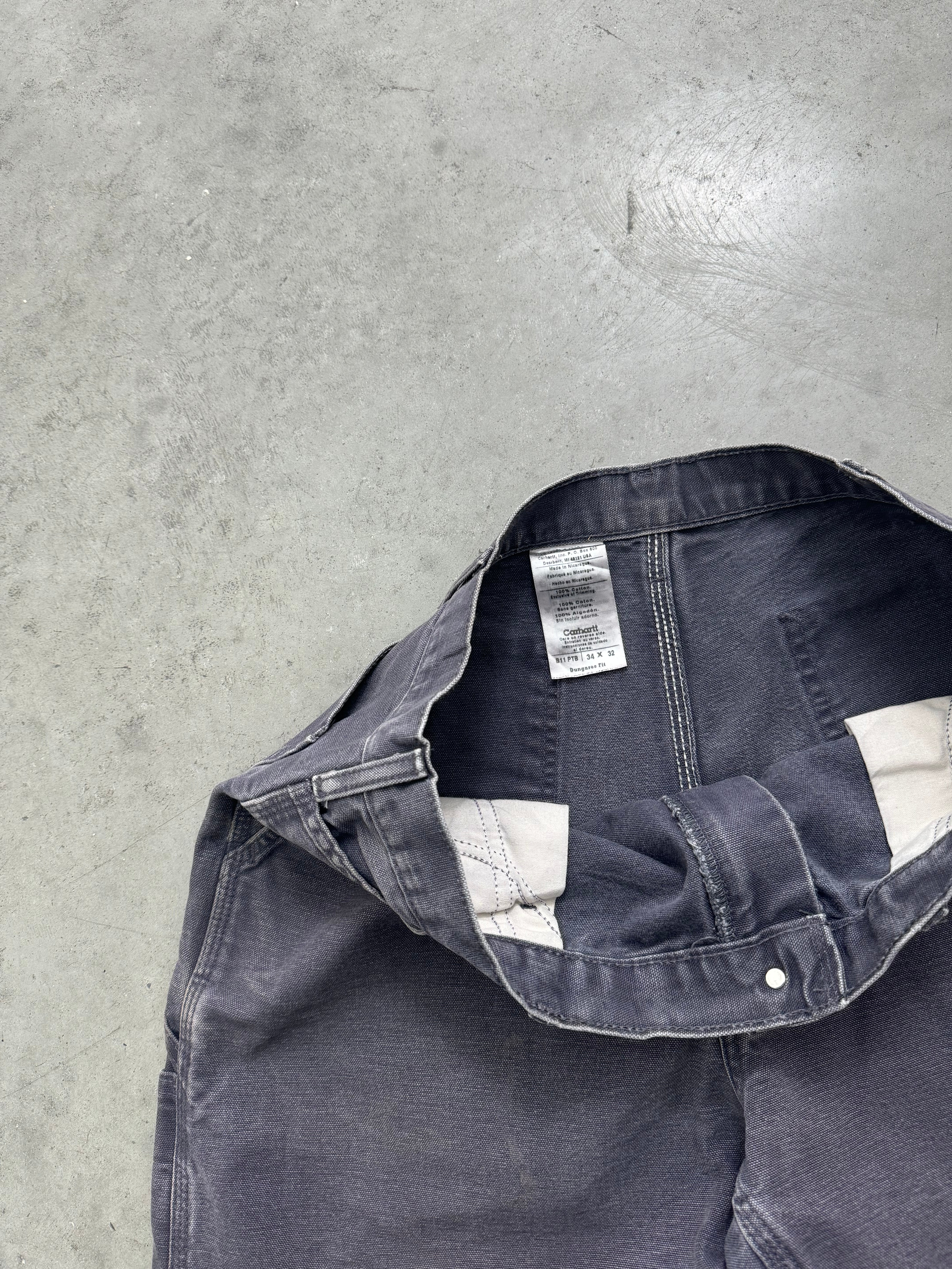 FADED SLATE GREY CARHARTT CARPENTER PANTS - 1990S