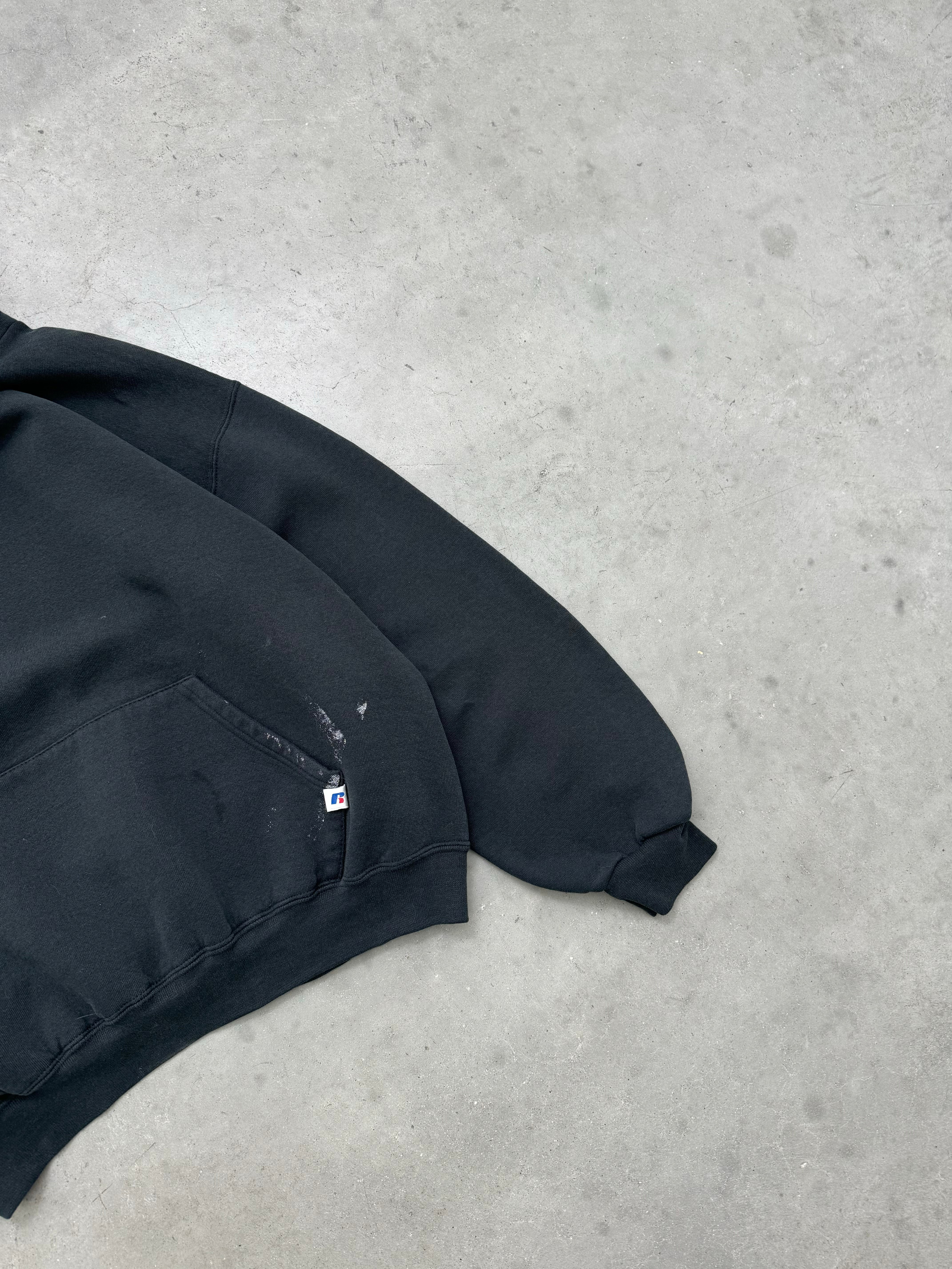FADED BLACK PAINTERS RUSSELL HOODIE - 1990S