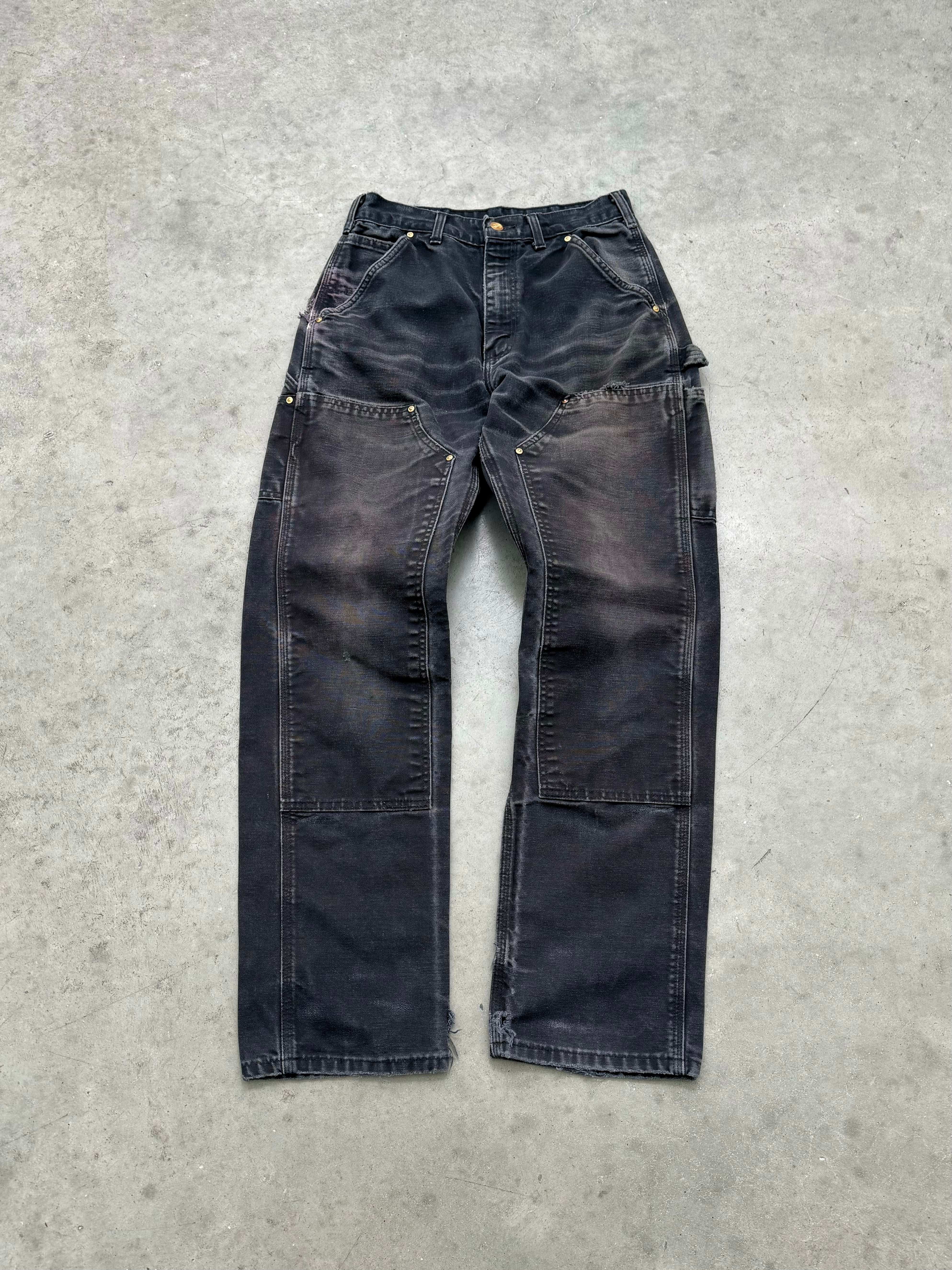 SUN FADED BLACK CARHARTT DOUBLE KNEE - 1990S