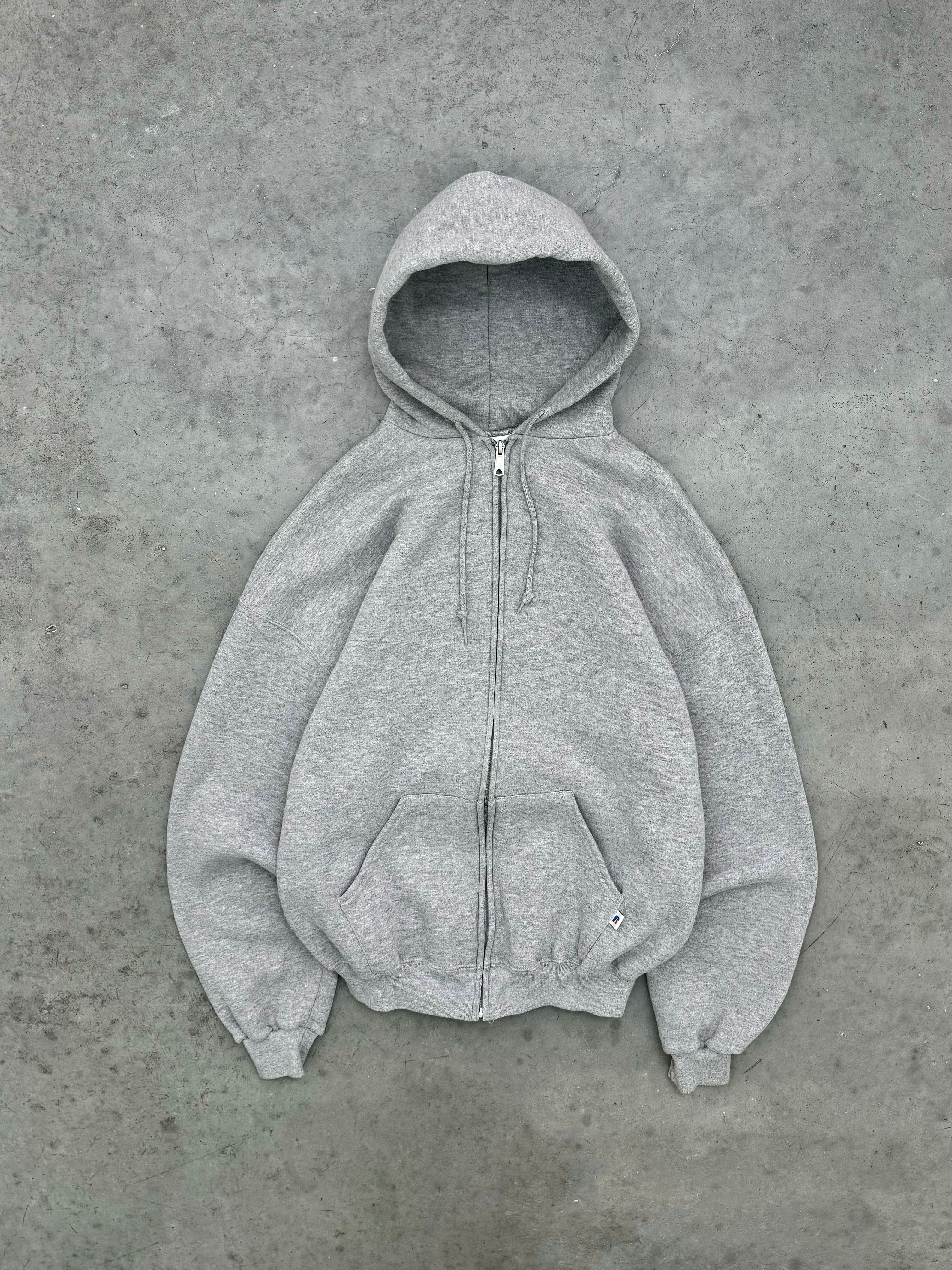 HEATHER GREY RUSSELL ZIP HOODIE - 2000S