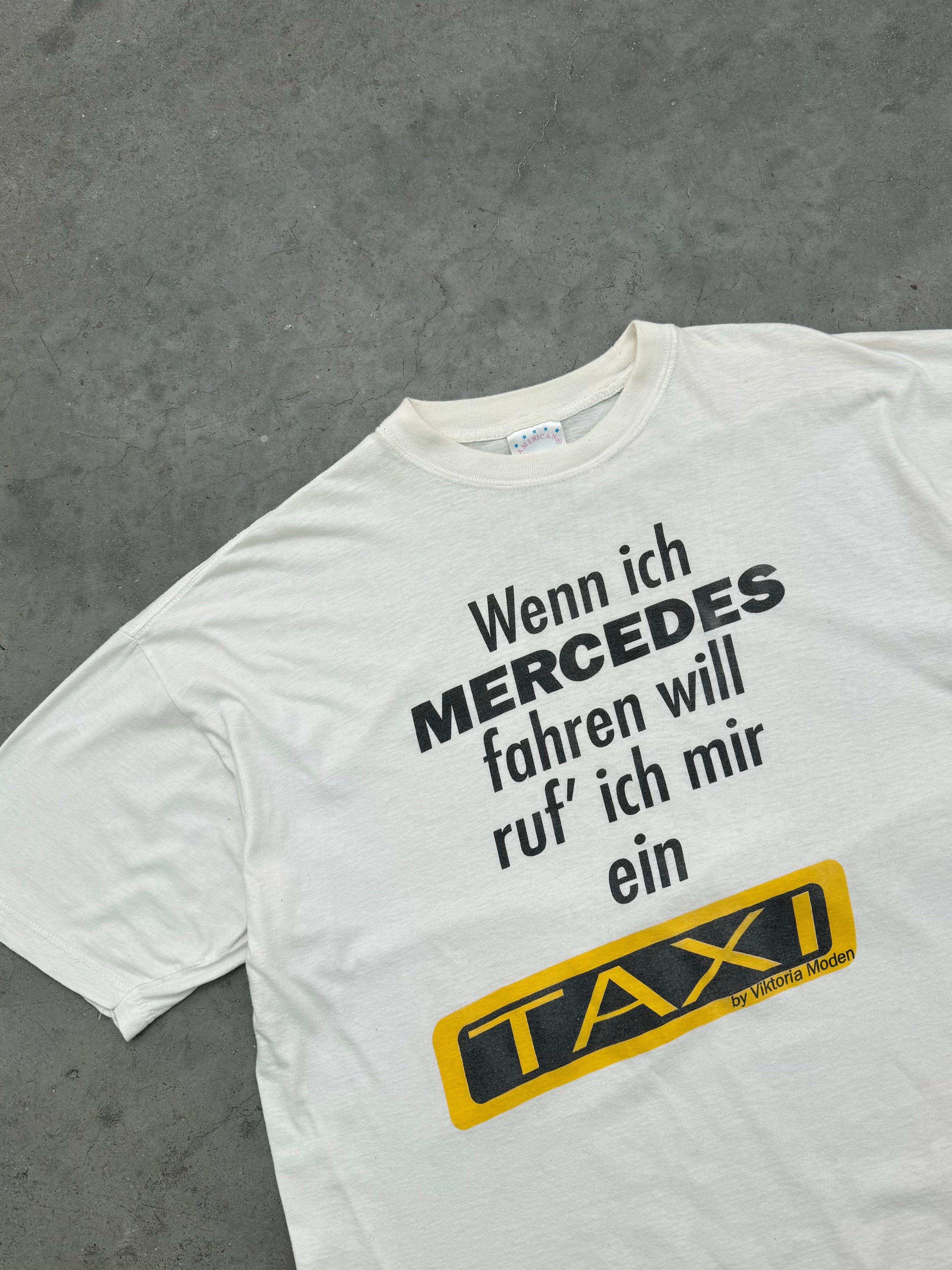 MERCEDES GERMAN TAXI WHITE TEE - 1980S