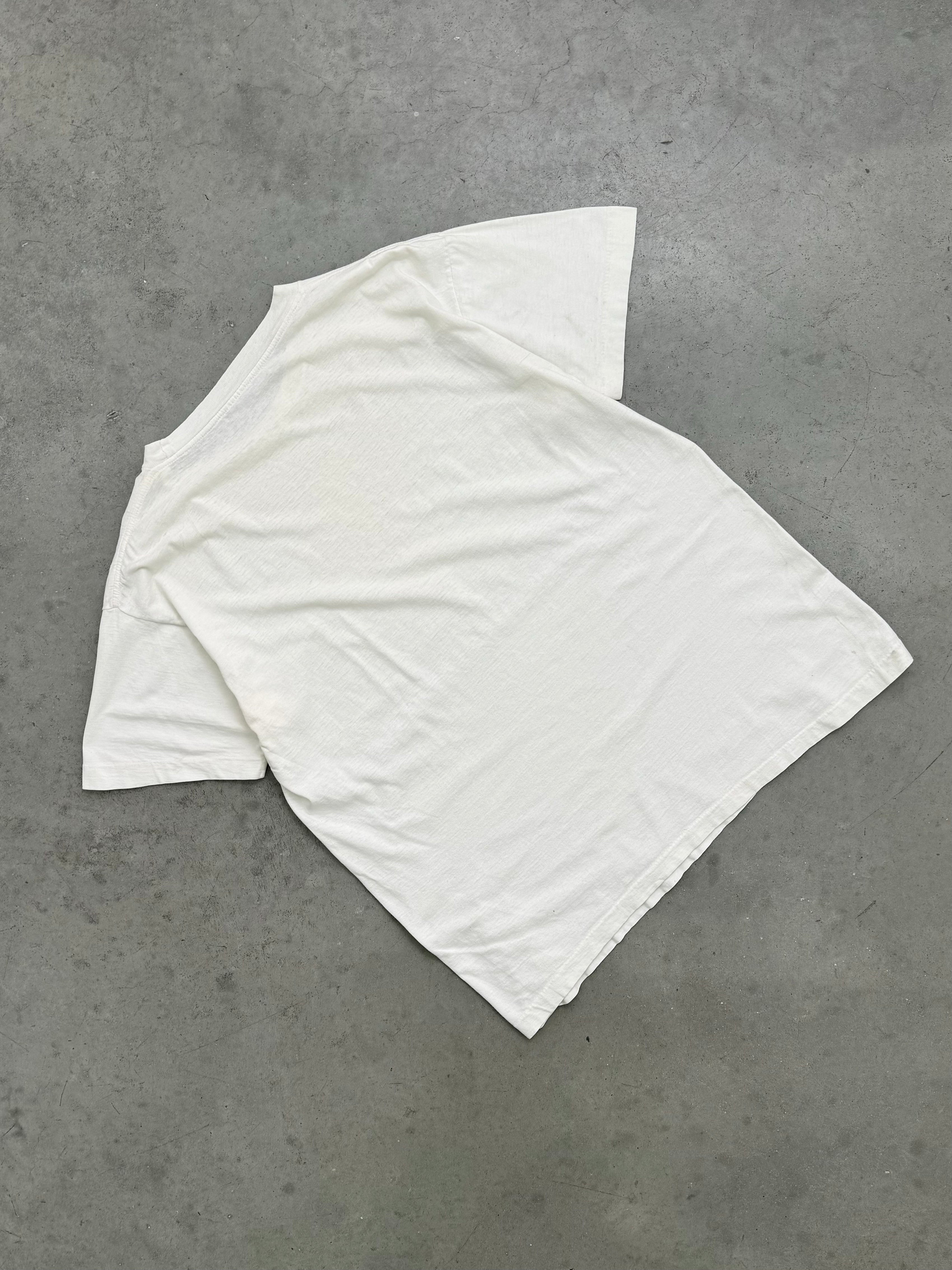 FADED "GOD IS LIKE" WHITE SINGLE STITCH TEE - 1990S