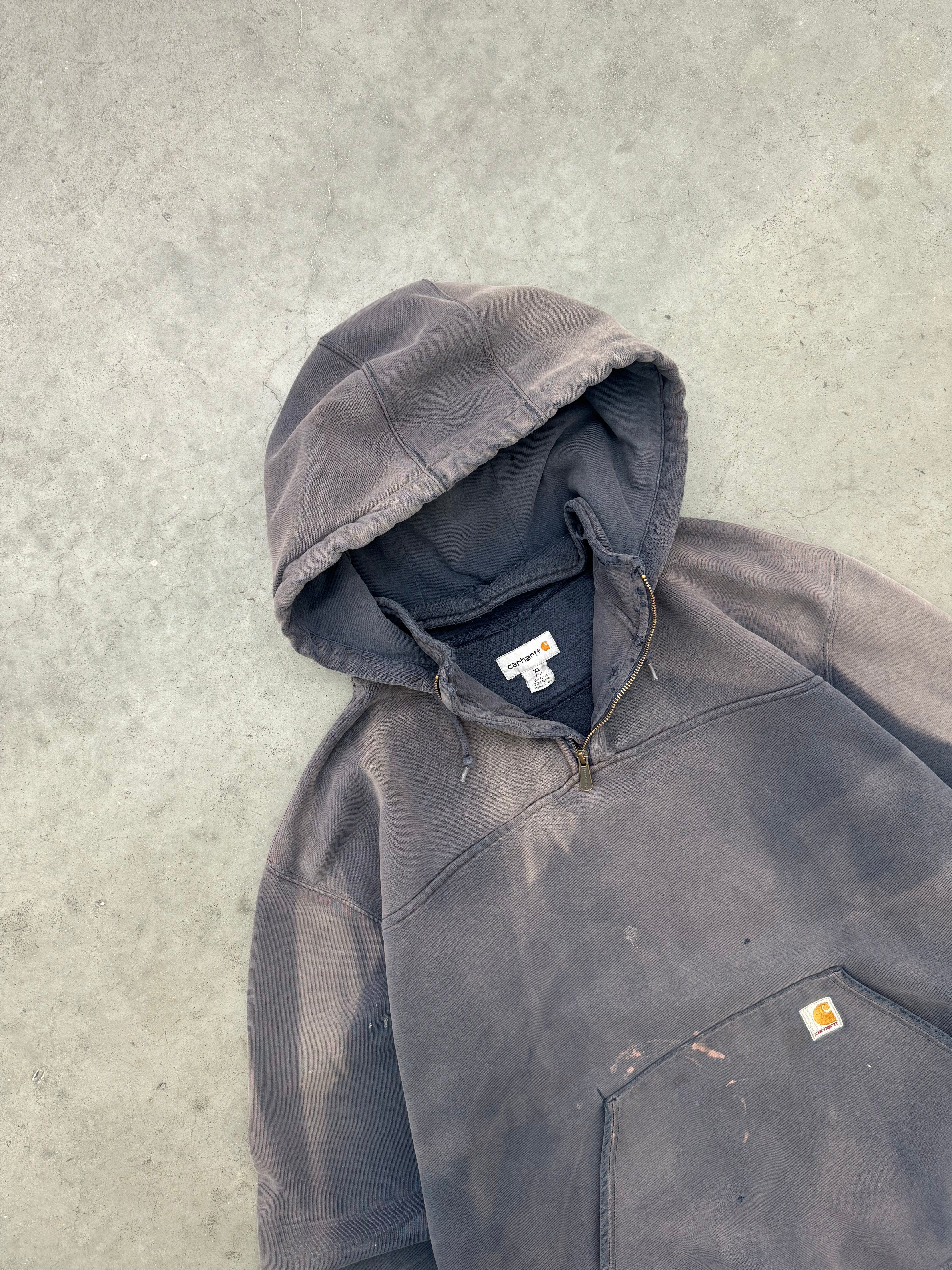 DISTRESSED SUN FADED GREY CARHARTT PARKA SWEATSHIRT - 2000S