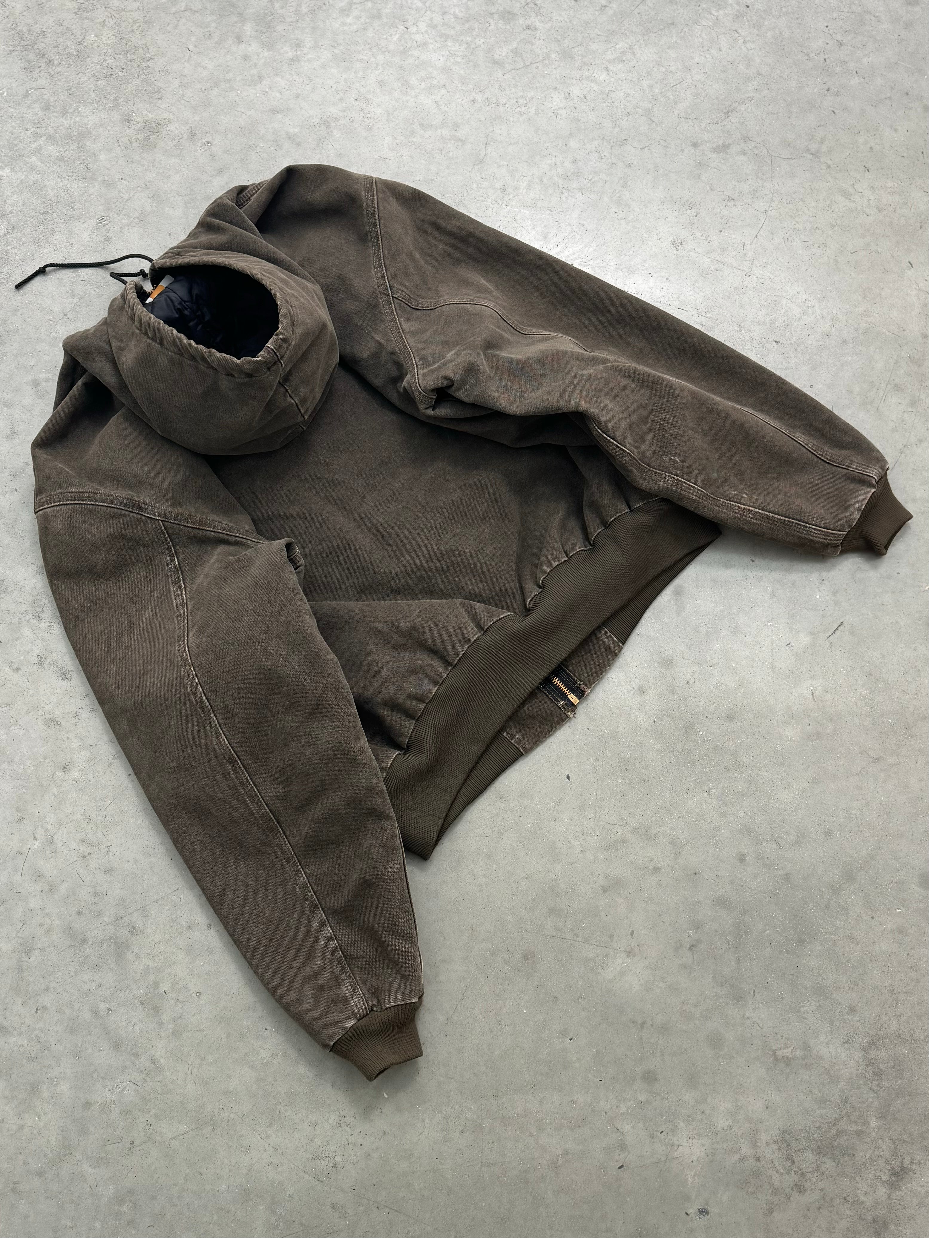 DISTRESSED FADED MUD BROWN CARHARTT ACTIVE JACKET - 1990S