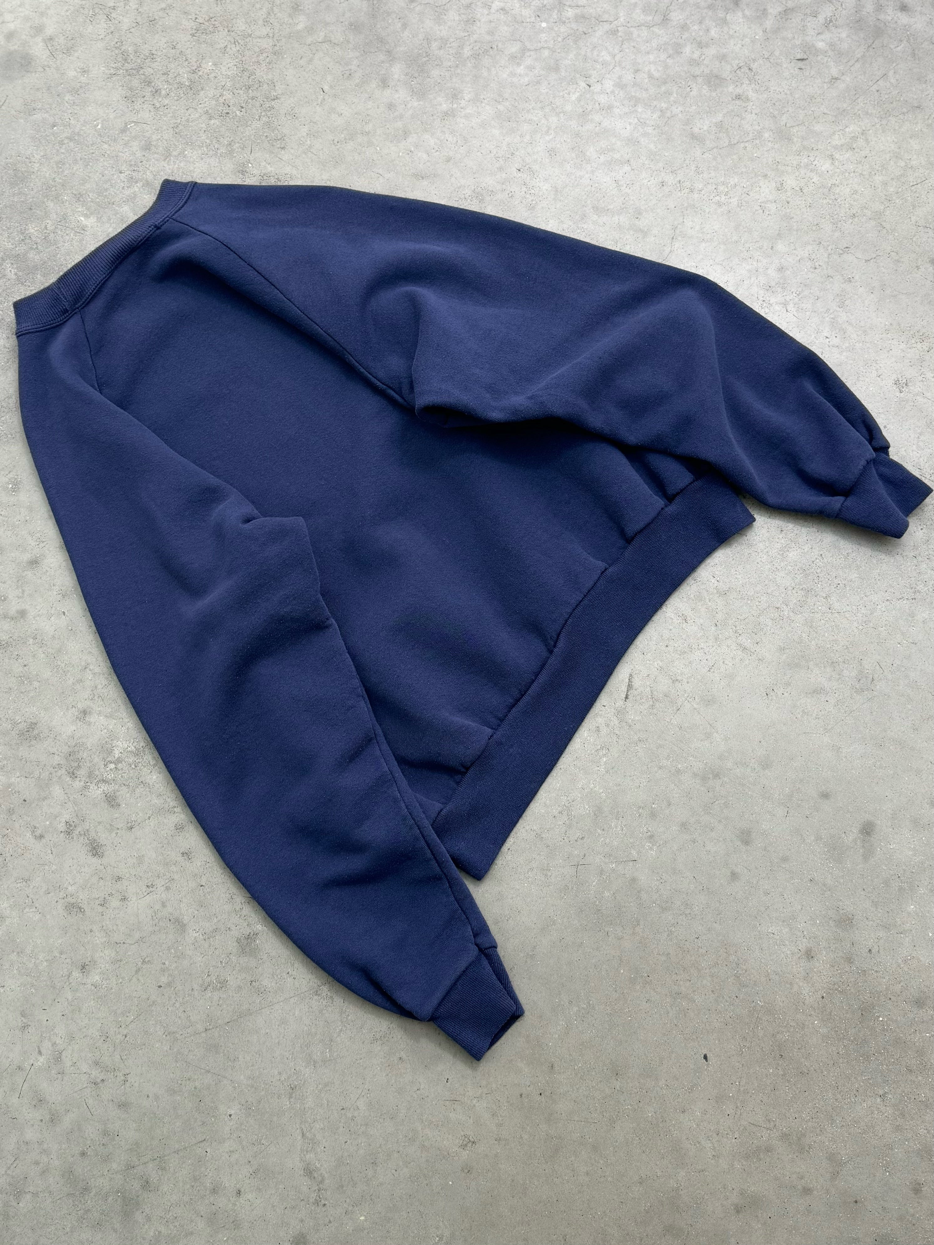 FADED INDIGO RAGLAN SLEEVE CREWNECK - 1990S