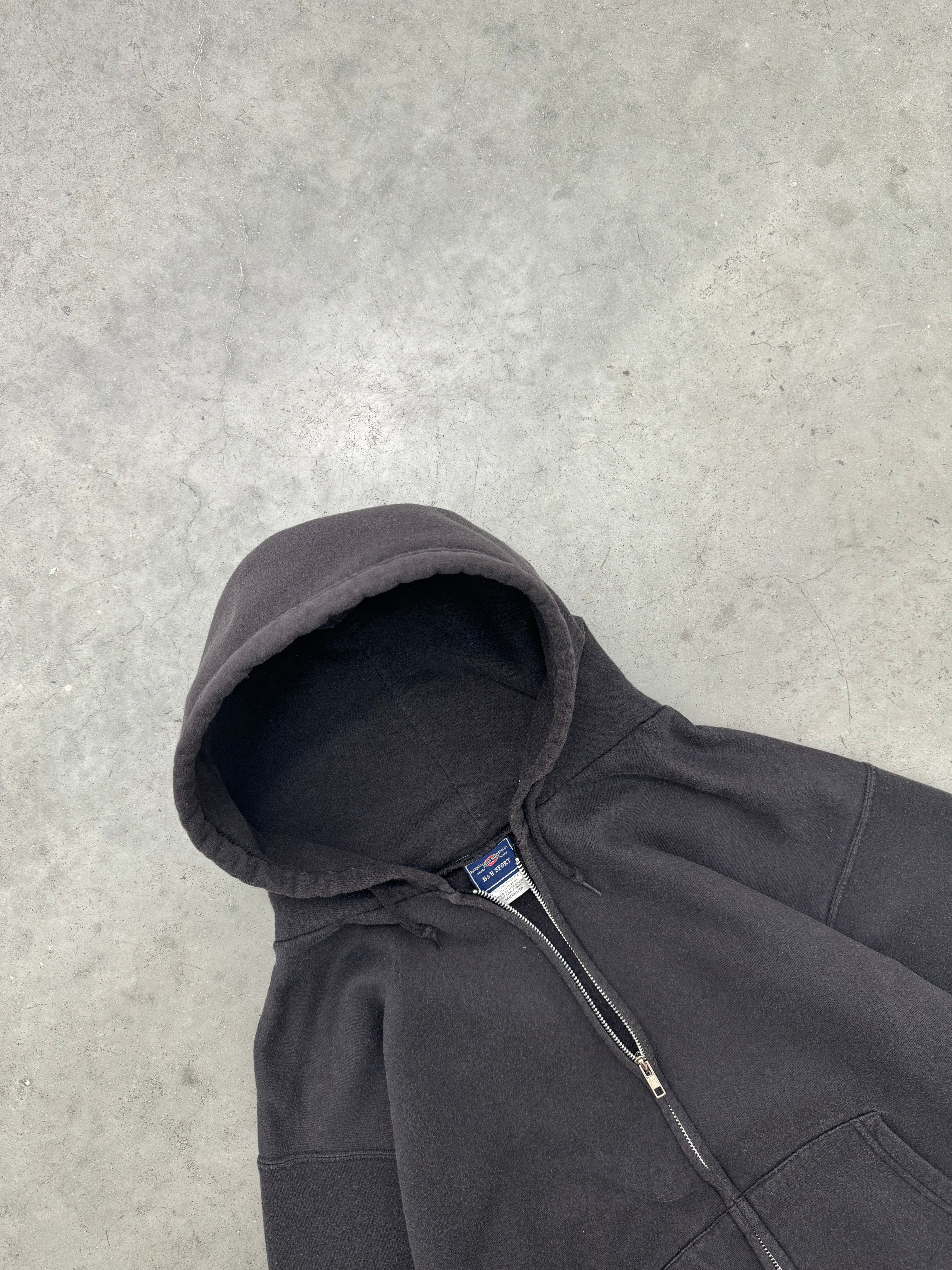 FADED BLACK ZIP UP HOODIE - 1990S
