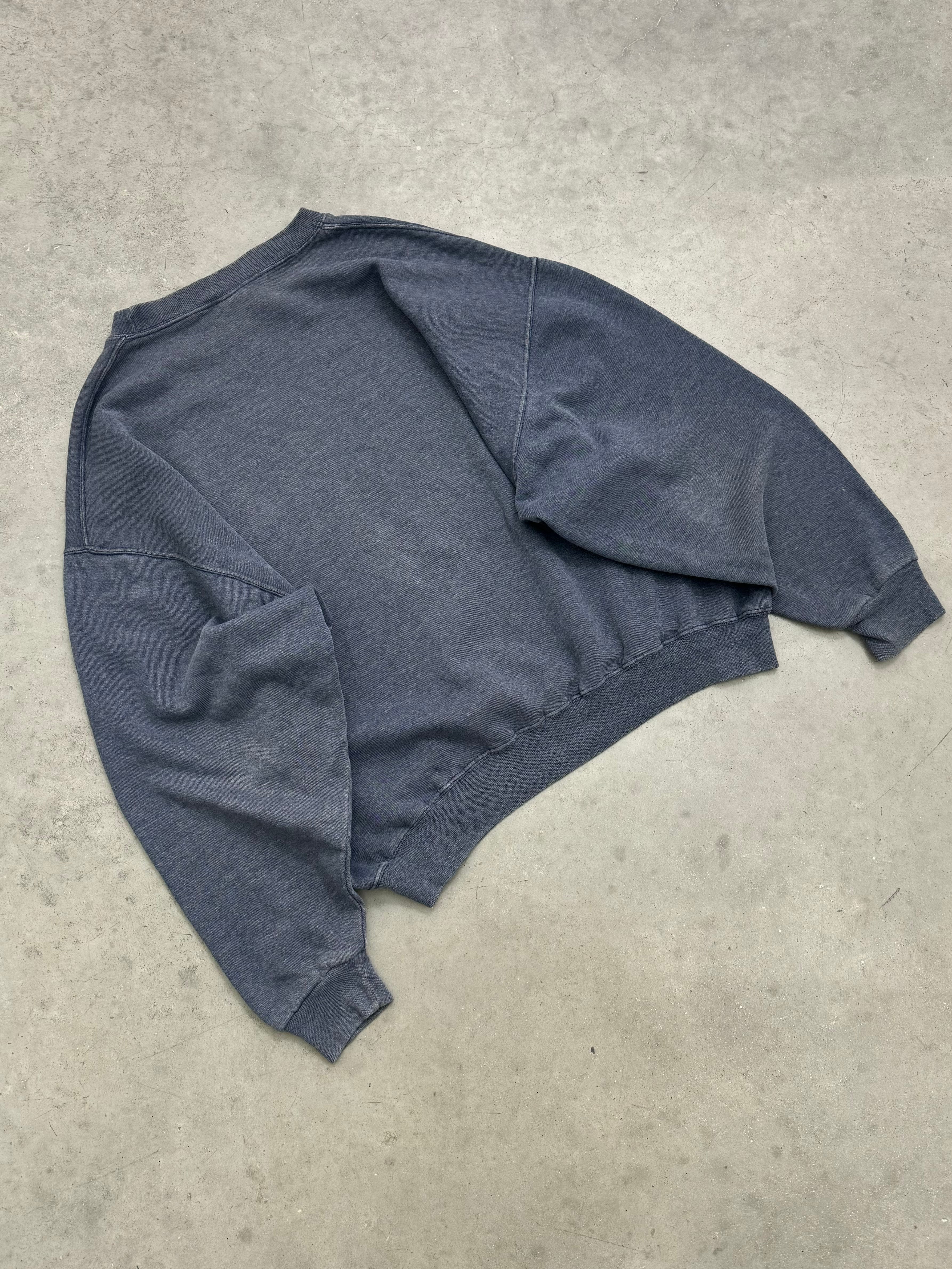 FADED SLATE BLUE RUSSELL CREWNECK - 1990S