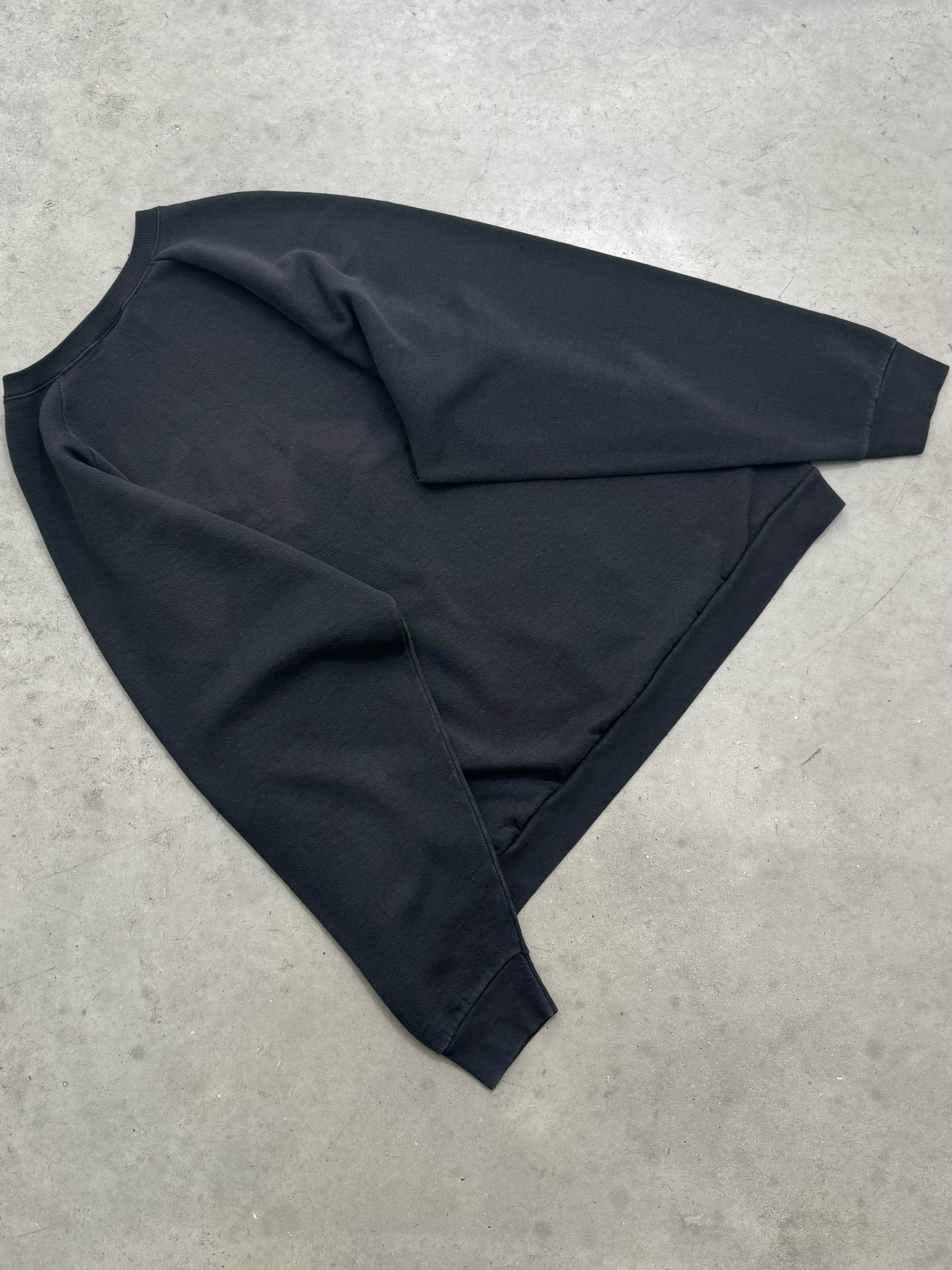 FADED BLACK RAGLAN SLEEVE CREWNECK - 1990S