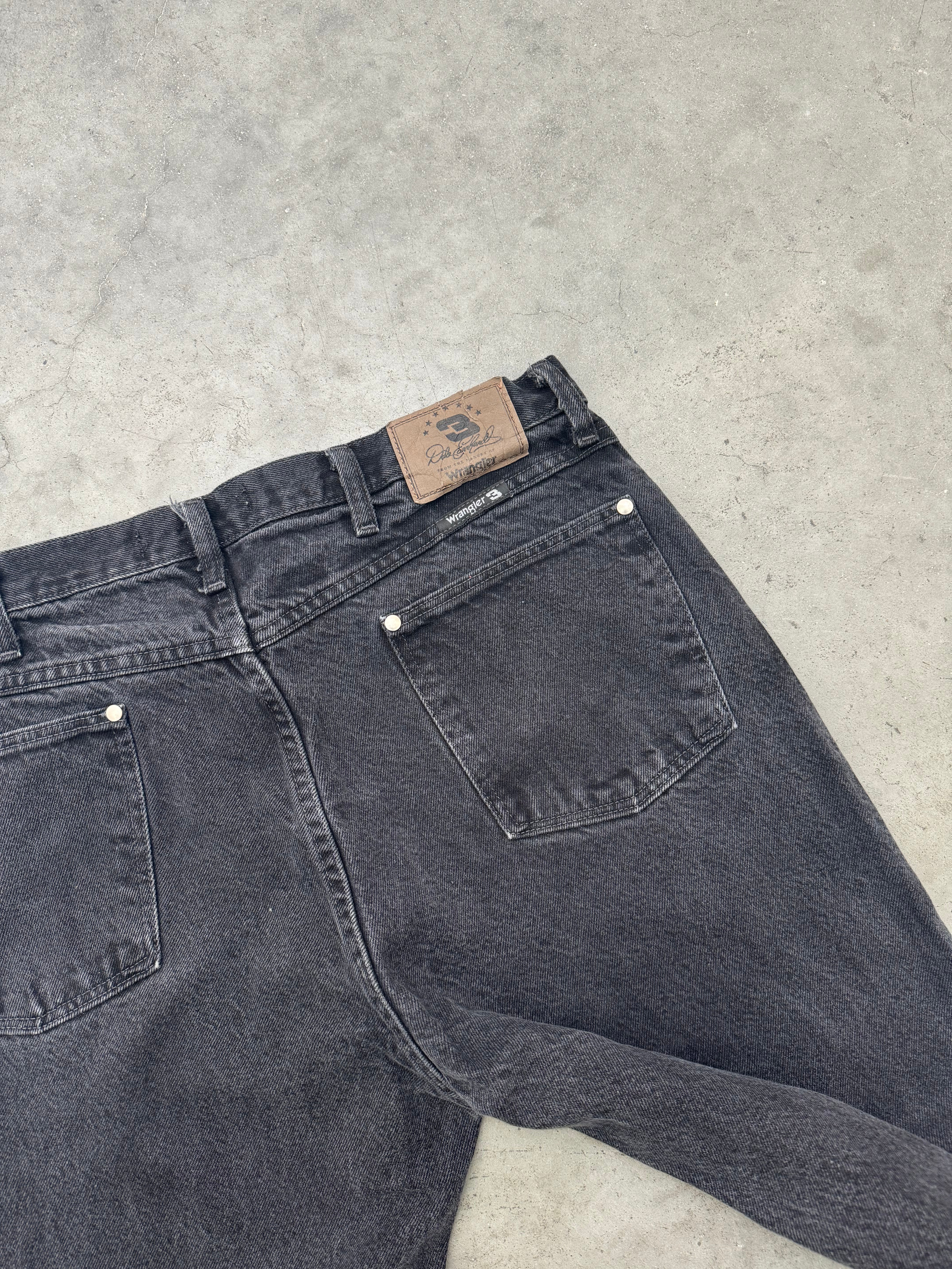 FADED BLACK WRANGLER DALE EARNHARDT JEANS - 2000S