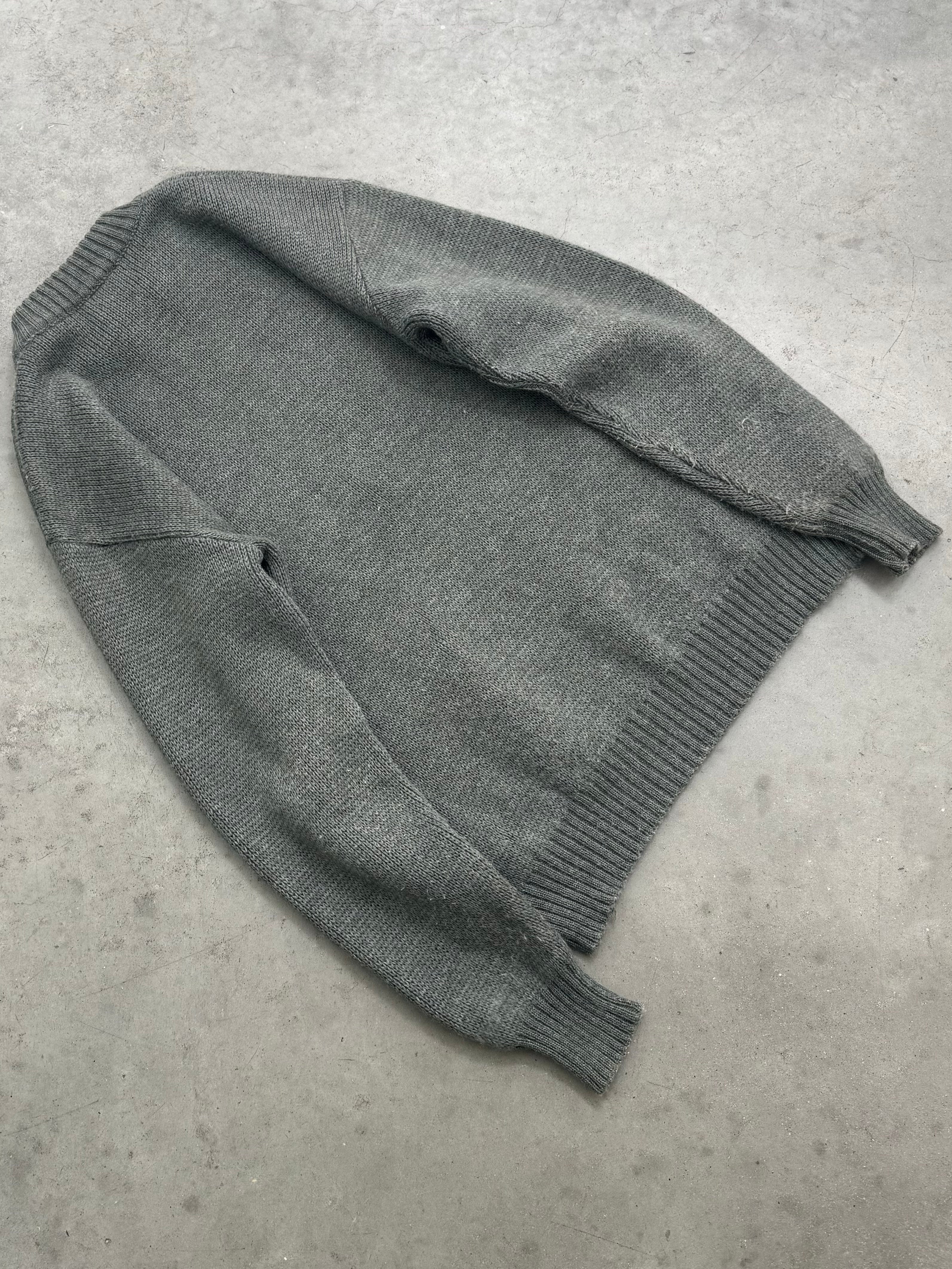 FADED GREEN HEAVYWEIGHT ARMY ZIP SWEATER - 1980S