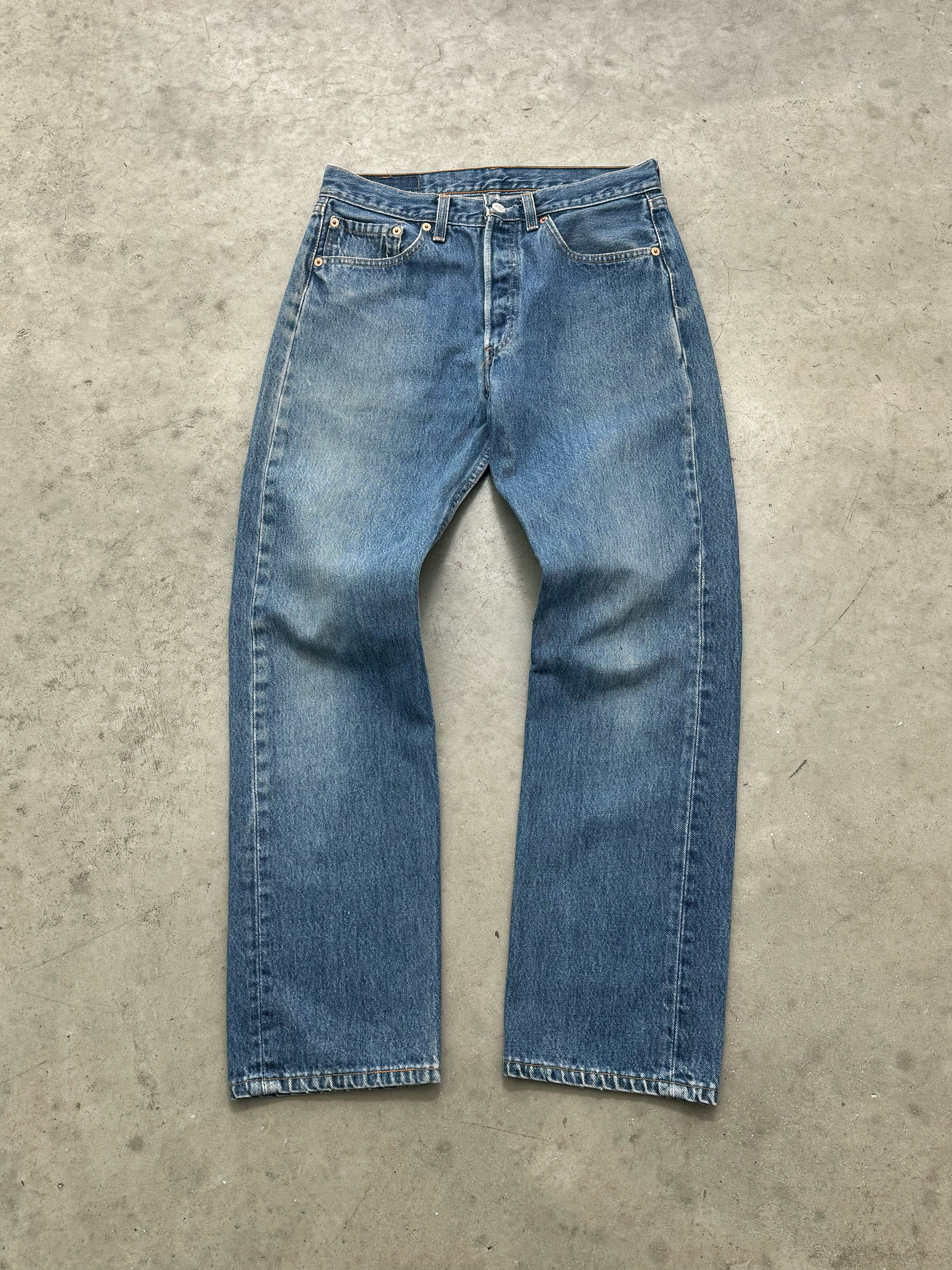 FADED BLUE LEVIS 501 BUTTON FLY JEANS - 1990S